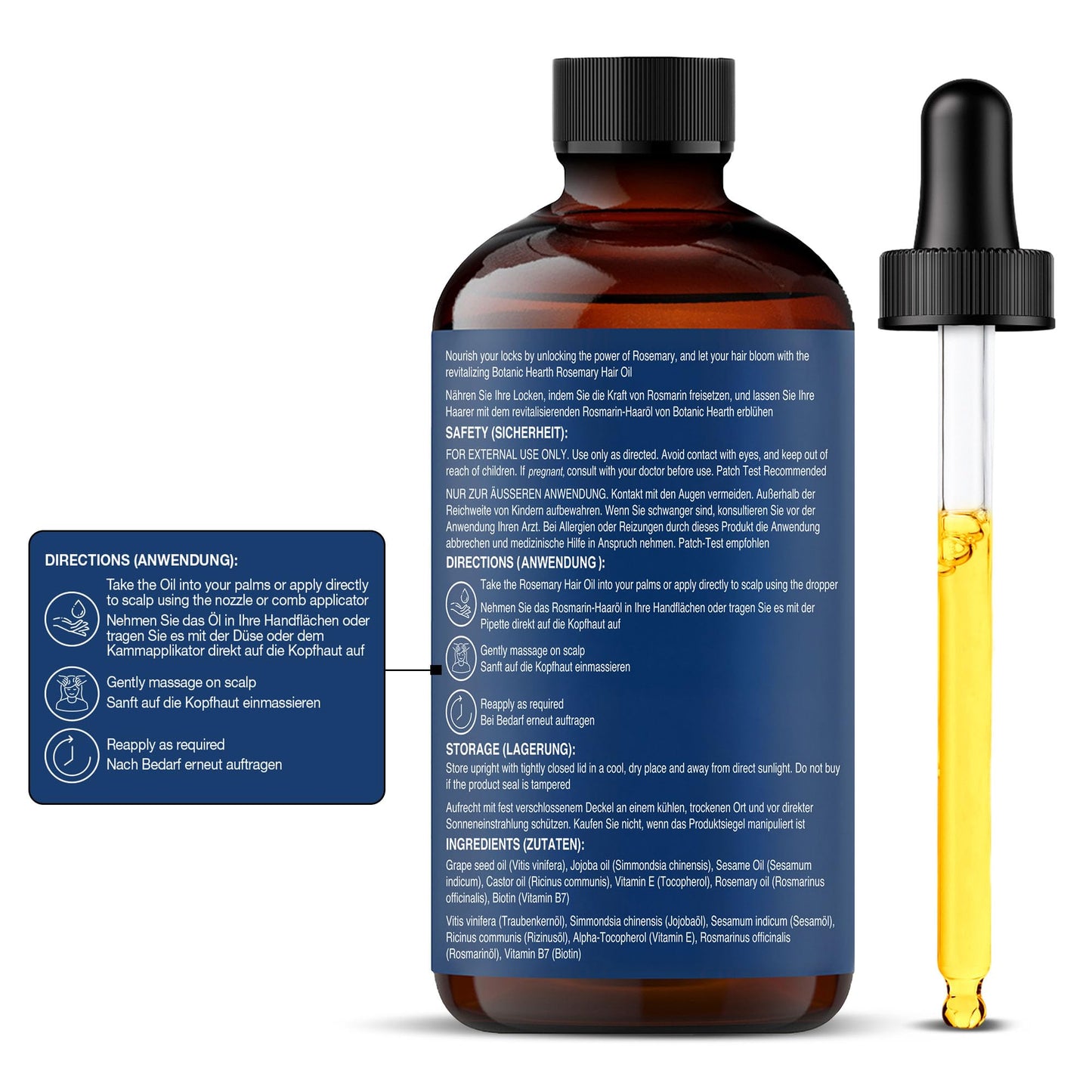 Botanic Hearth 100% Pure Rosemary Oil For Hair Growth | Infused With Biotin, Jojoba & Castor Oil | Hair Oil Repairs Dry Damaged Hair, Strengthening Beauty & Personal Care Botanic Hearth