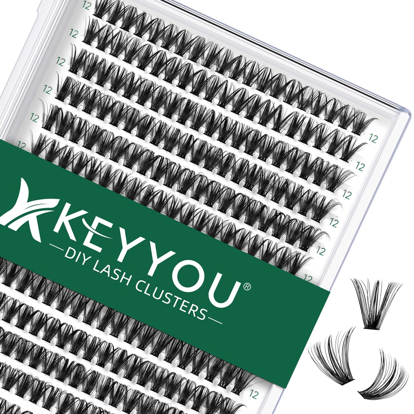 KEYYOU Lash Clusters 300pcs Individual Lashes, 40D 0.07D Curl 12mm DIY Eyelash Extension, Soft & Natural Volume Cluster Lashes with Large Tray Beauty and Personal Care KEYYOU Default Title