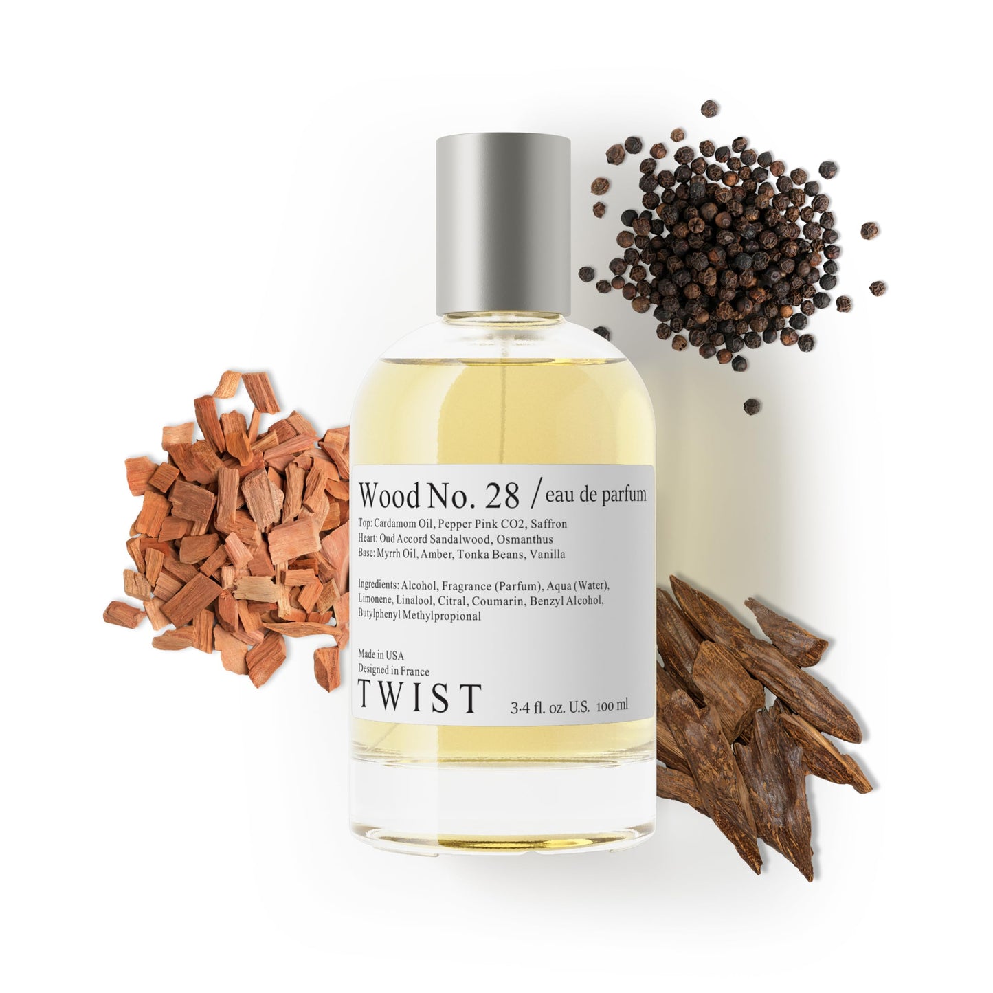 Twist Wood No. 28 - Eau De Parfum Inspired by T. Ford Oud Wood, Long-Lasting Perfume for Women & Men, Paraben Free, Vegan, Clean Ingredients, Unisex Beauty & Personal Care HOUSE OF TWIST