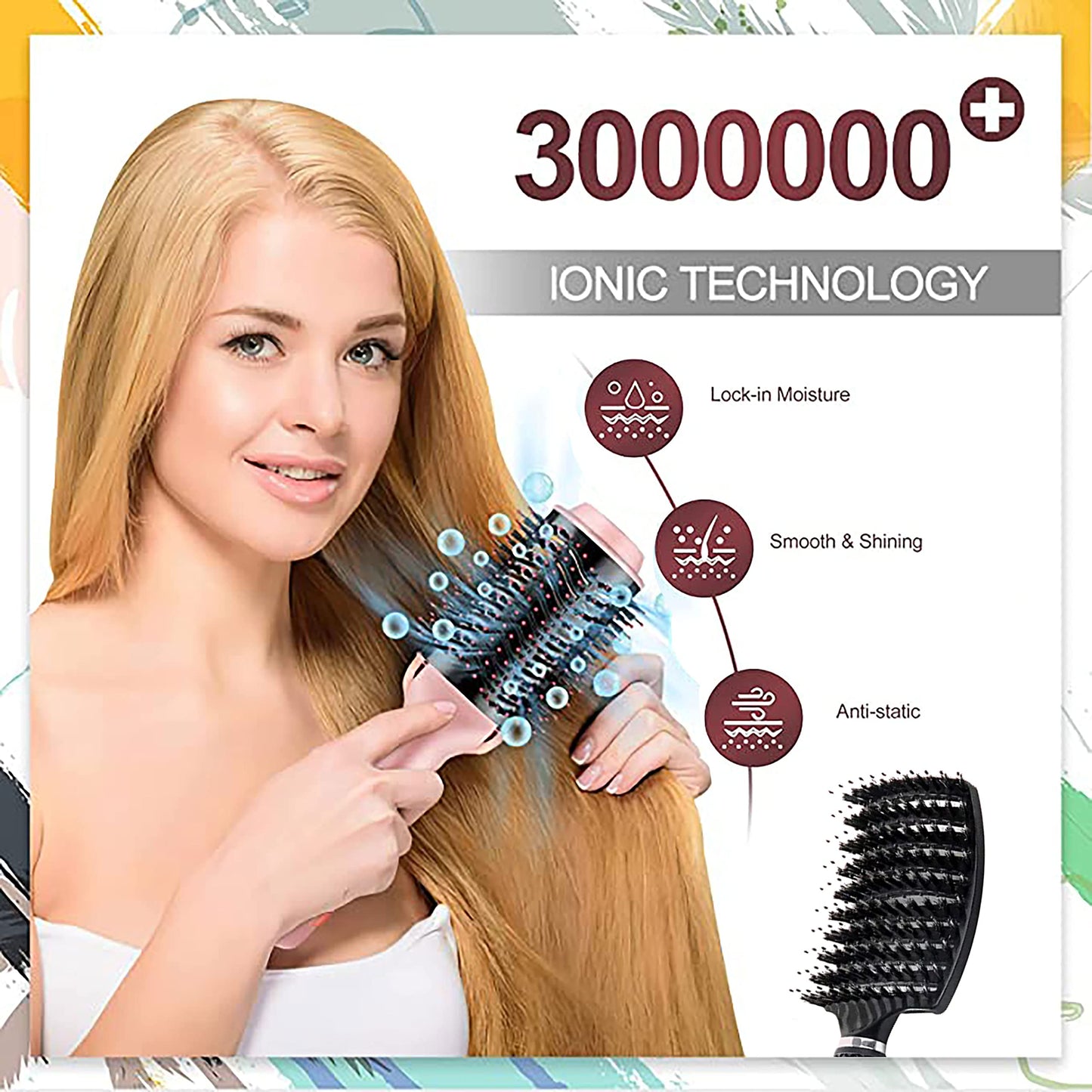 Cosermart 4 in 1 Hot Air Brush with Negative Ion Anti-frizz Blowout Brush for Drying, Straightening, Curling, Salon Volumizing Beauty & Personal Care Cosermart