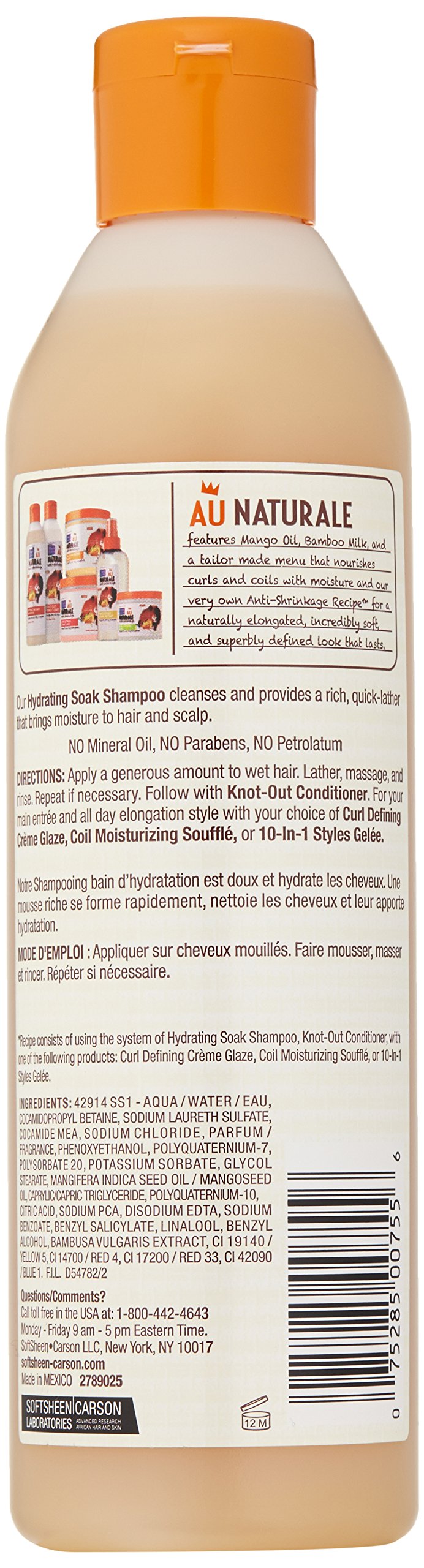 Curly Hair Products by SoftSheen-Carson, Dark and Lovely Au Naturale Anti-Shrinkage Hydrating Soak Shampoo, with Mango Oil and Bamboo Milk, For All Beauty & Personal Care SoftSheen