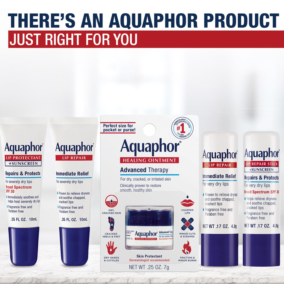 Aquaphor Lip Repair Ointment, Moisturizing Lip Balm Pack, Relieves Dryness, Holiday Gifts for Self Care, 0.35 Tube, Pack of 2 Beauty & Personal Care Aquaphor
