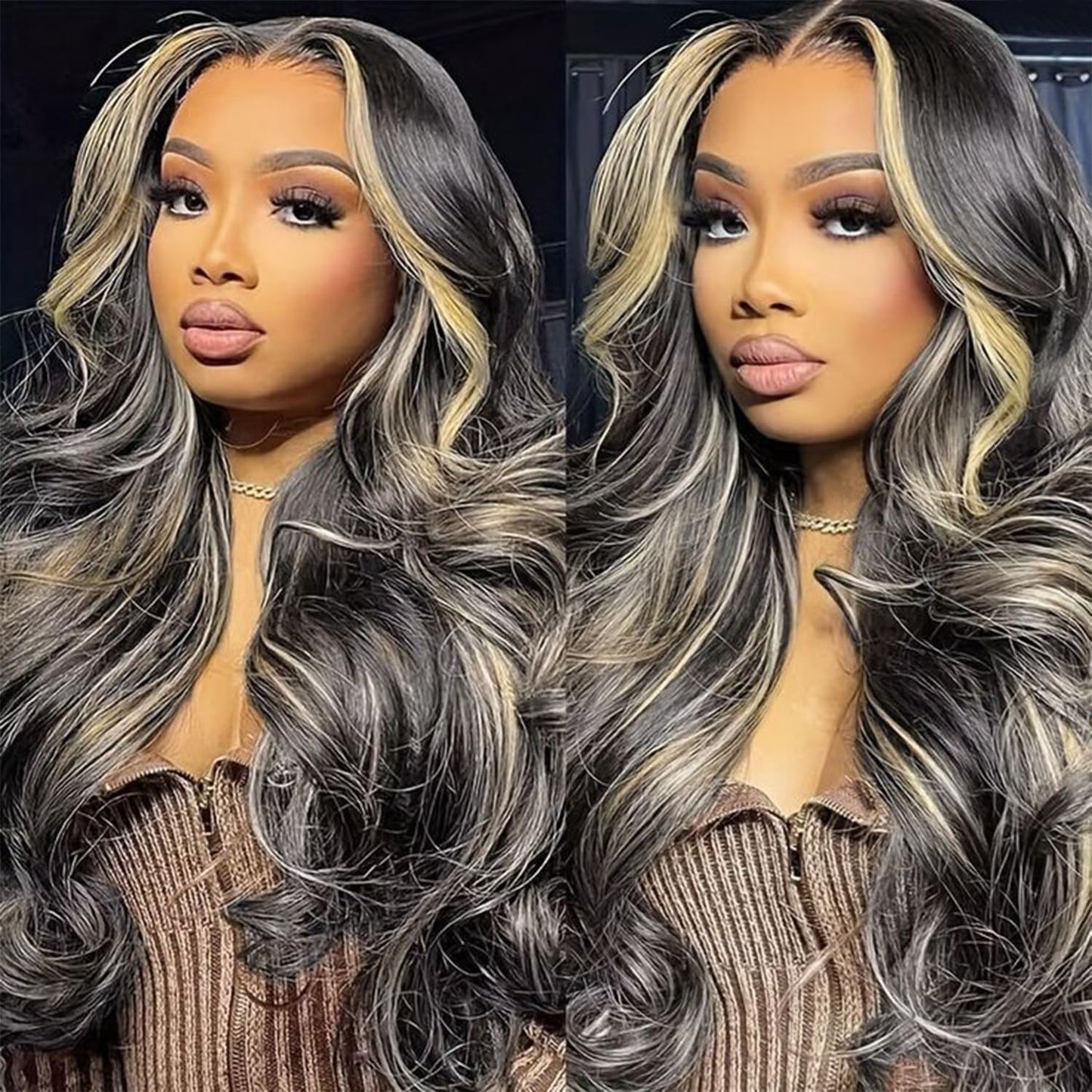 MUZOJET 28 Inch 1B/27 Highlight Ombre Balayage 13x6 Lace Front Wigs Human Hair Black and Blonde HD Transparent Lace Front Wig Human Hair Pre Plucked Beauty and Personal Care MUZOJET Default Title