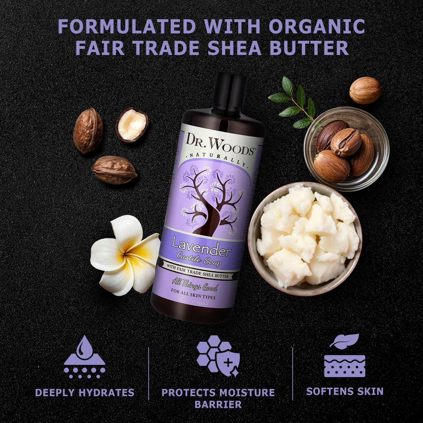 Dr. Woods Lavender Liquid Castile Soap - Castile Soap with Pure Lavender Oil, Body Wash for Men and Women, Organic Shea Butter, Natural Cleaner Beauty & Personal Care Dr. Woods