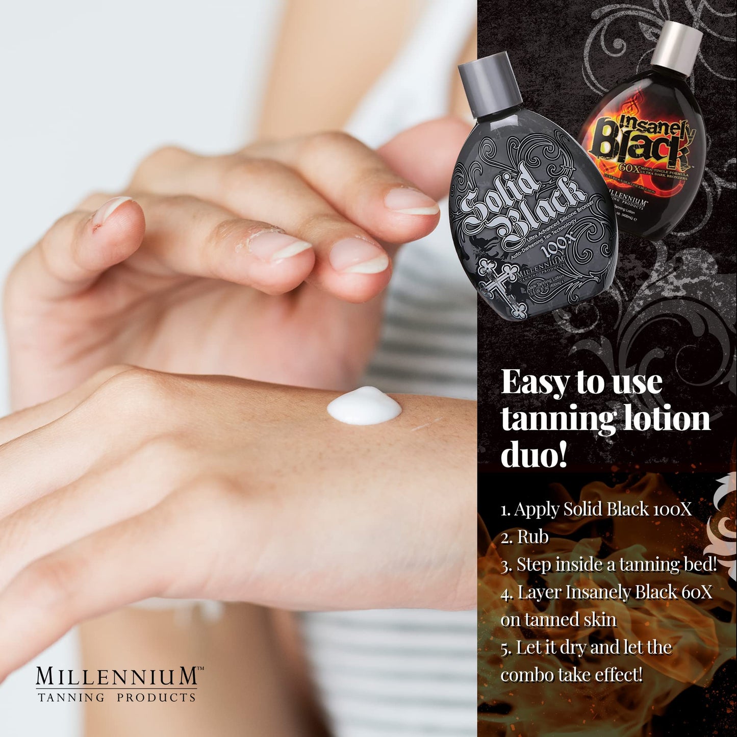 Millennium Tanning Products, Solid Black 100x (13.5 oz) and Insanely Black 60x (13.5 oz) Beauty & Personal Care Millennium Tanning