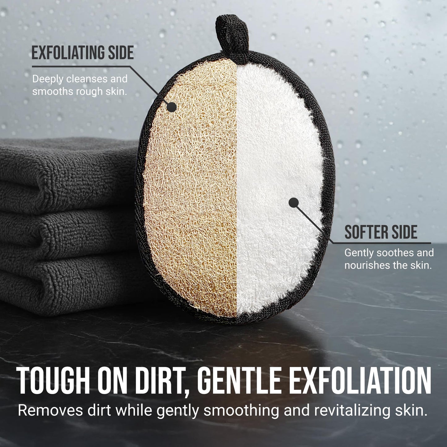 SERRENTO Loofah Body Scrubber Shower - Luffa Sponge 2PCS Black & White Set Beauty and Personal Care CraftsOfEgypt