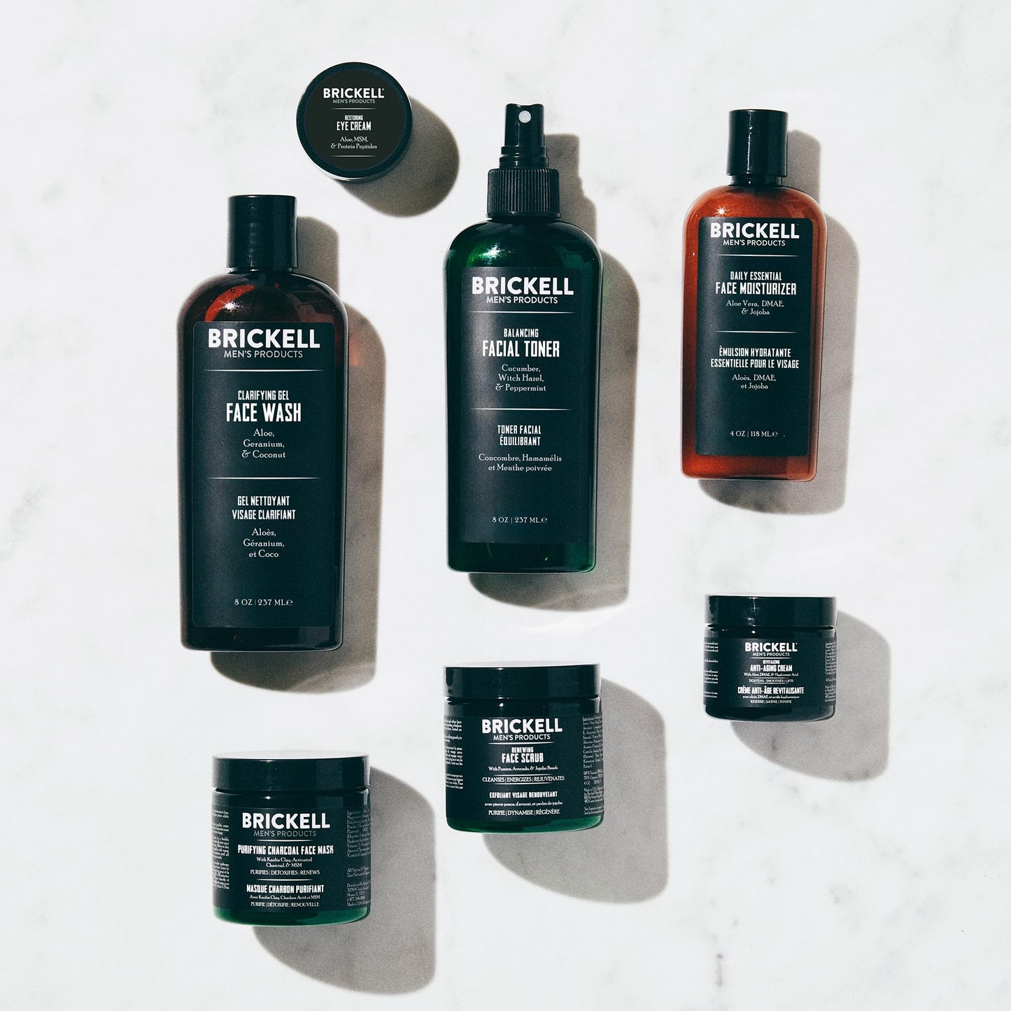 Brickell Men's Daily Elite Face Care Routine I, Toner, Gel Facial Wash, Face Scrub, Anti-Aging Night Cream, Eye Cream, Charcoal Mask and Moisturizer Beauty & Personal Care Brickell Men's Products
