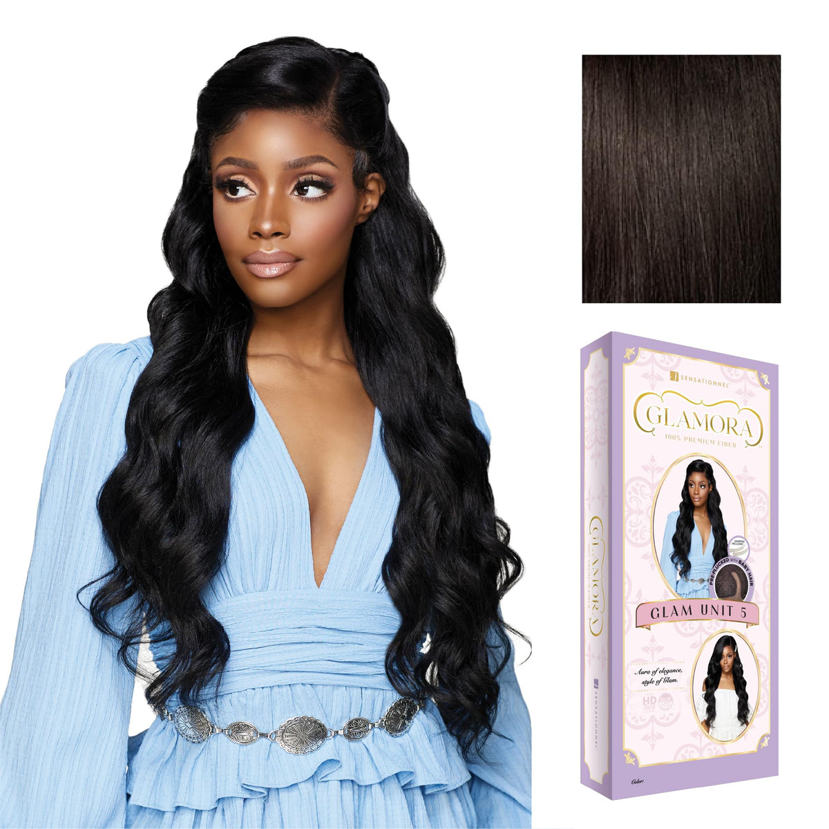 Sensationnel Glamora Lace Front Wig-Glam Unit 5, 2 DARKBROWN