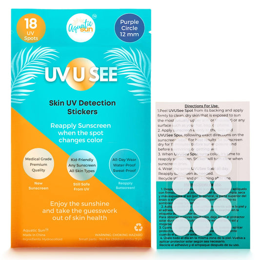 UV Stickers for Sunscreen Reapplication to Avoid Burns - Sunscreen Reminder Stickers You Can Wear All Day - Sweat & Waterproof UV Activated Sunscreen Beauty & Personal Care Aquatic Sun