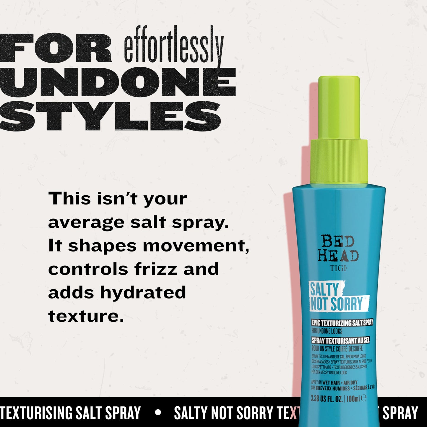 Bed Head by TIGI Salty Not Sorry Texturizing Salt Spray for Natural Undone Hairstyles, 3.38 fl oz Beauty & Personal Care TIGI