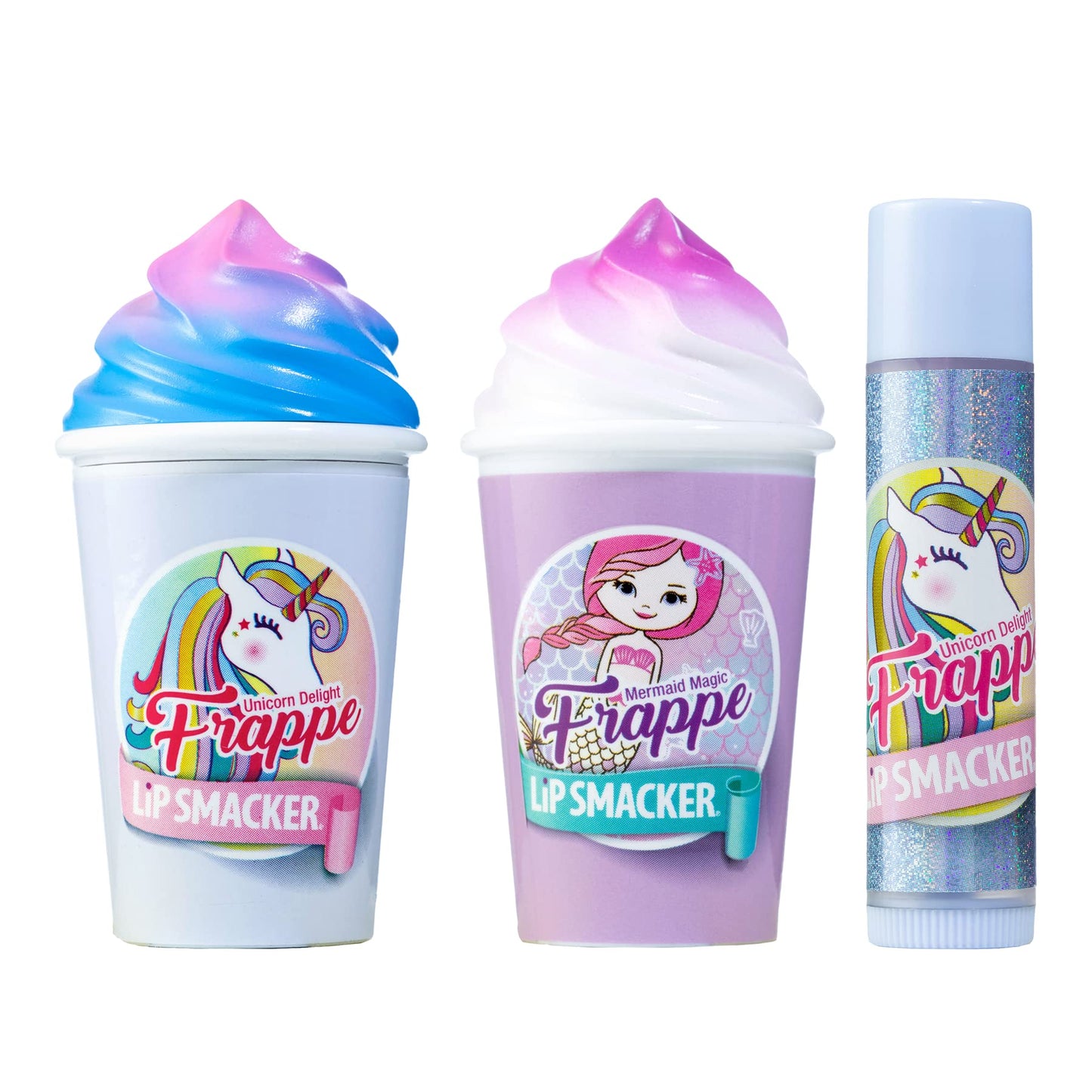 Lip Smacker Magical Frappe Collection 3 Pack Beverage Lip Balm - Moisturizing, Soothing Unicorn & Mermaid Delight/Magic Beauty & Personal Care Lip Smacker