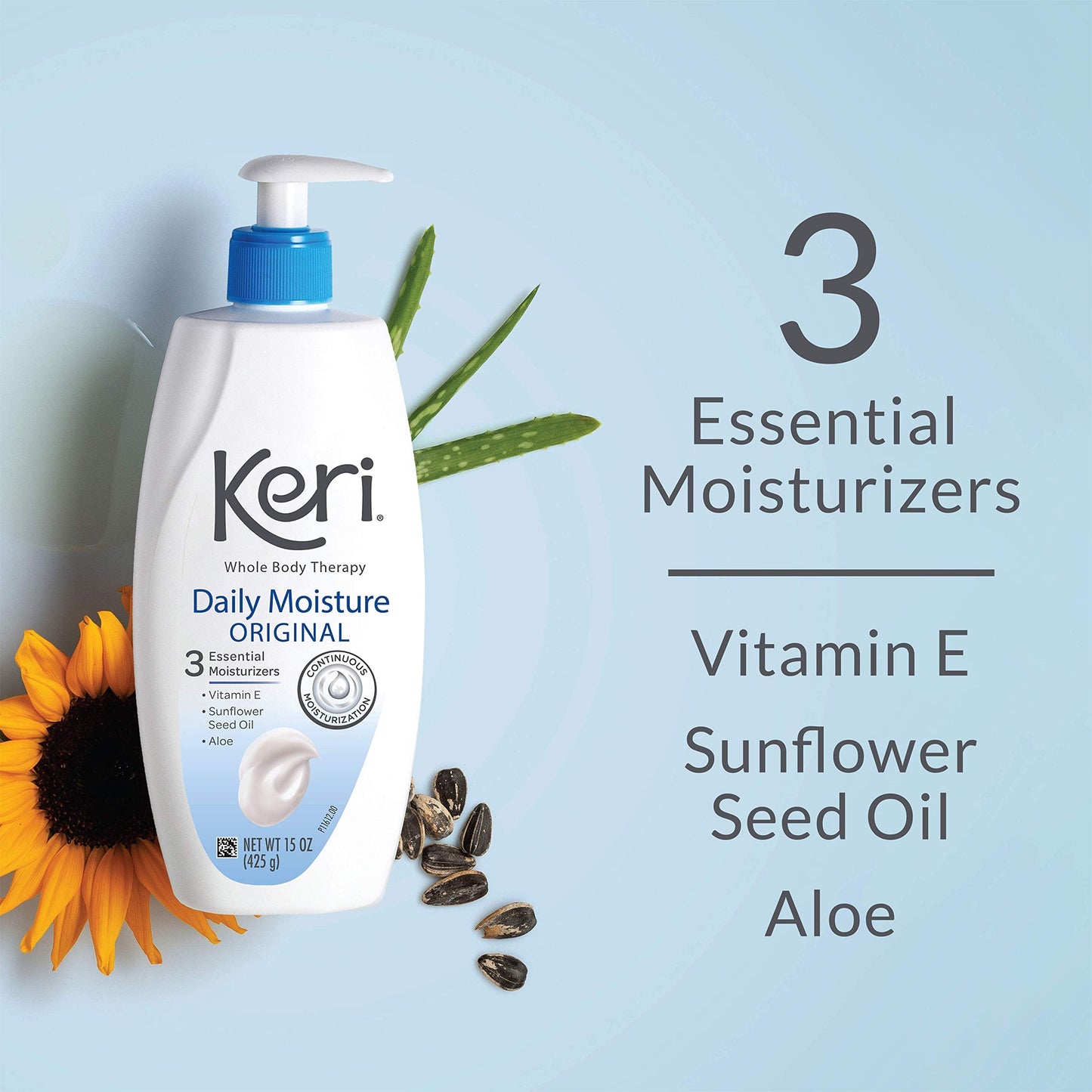 Keri Whole Body Therapy Original, Continuous Moisturization, 3 Essential Moisturizers (Vitamin E, Aloe and Sunflower Seed Oil), 20 Oz Beauty & Personal Care Keri