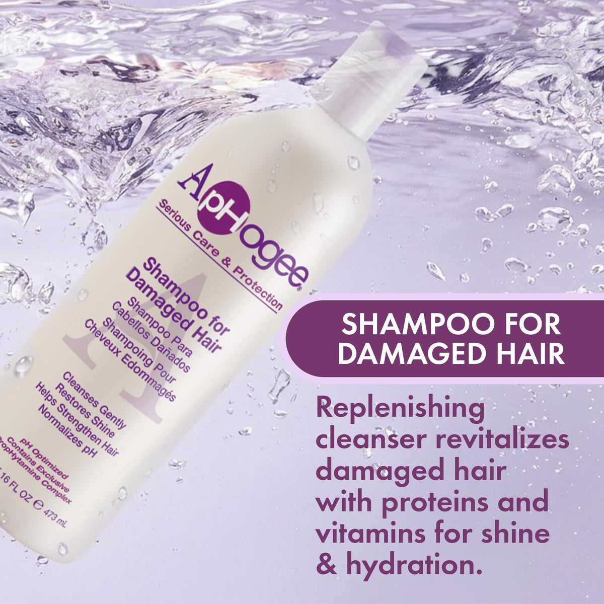 Aphogee Replenishing Repair Shampoo for Dry Damaged Hair (16 Fl Oz)