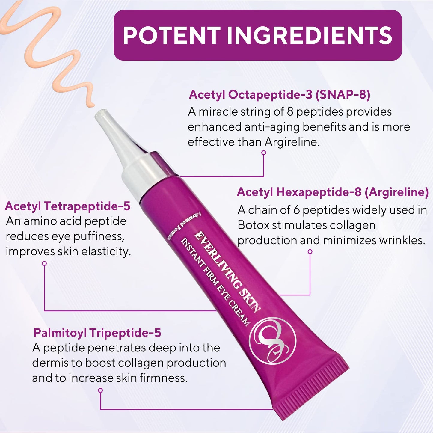 Everliving Skin Instant Firming & Tightening Eye Cream (12 ml) - Temporarily Reduces Under-Eye Bags, Puffiness, Wrinkles & Fine Lines for a Youthful Beauty & Personal Care Everliving Skin