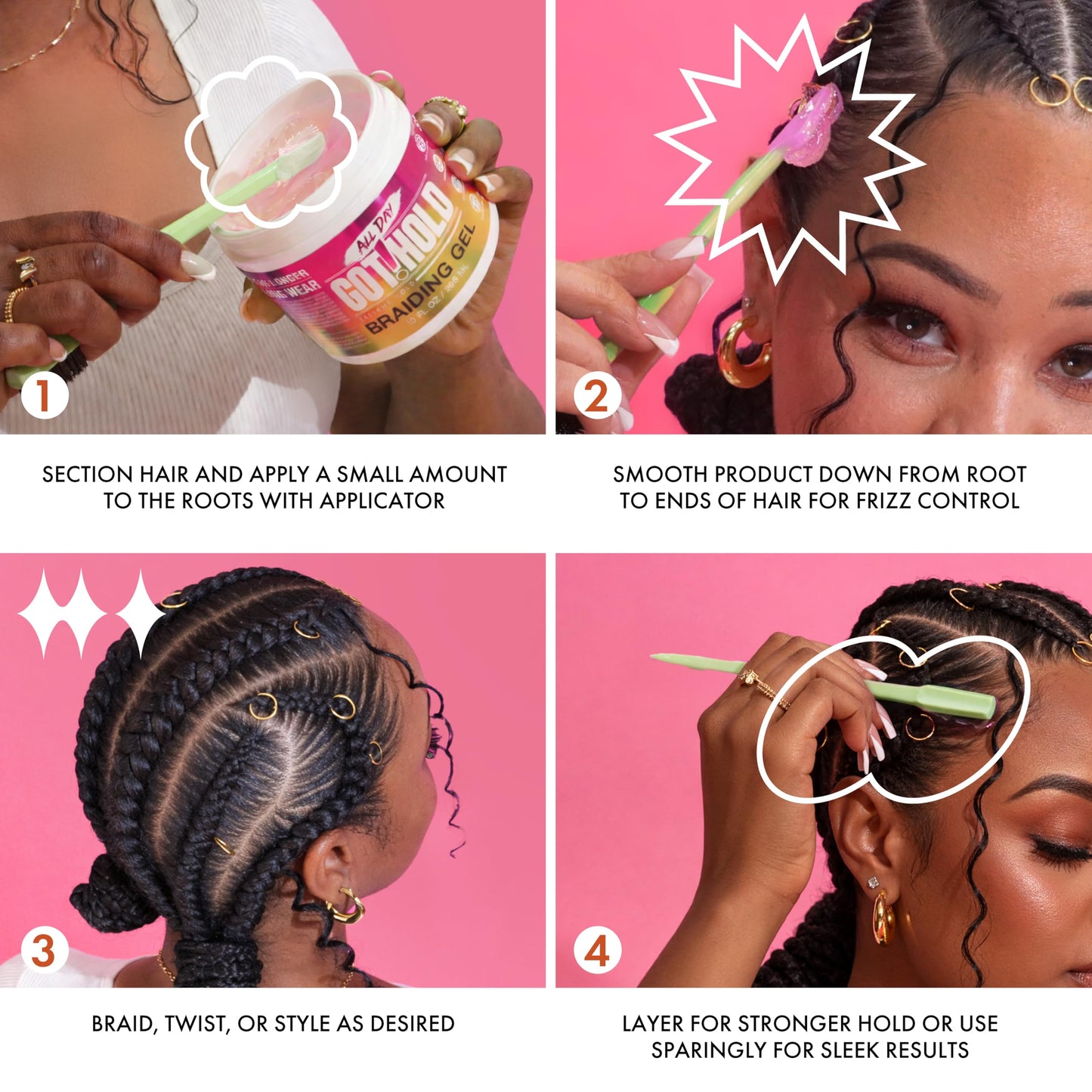 ALL DAY GOT HOLD Braiding Gel for Braids, Twists & Protective Styles (Hydration) - Strong Hold with Aloe & Rose Water - Non-Flaking Styling Gel Beauty & Personal Care ALL DAY GOT HOLD