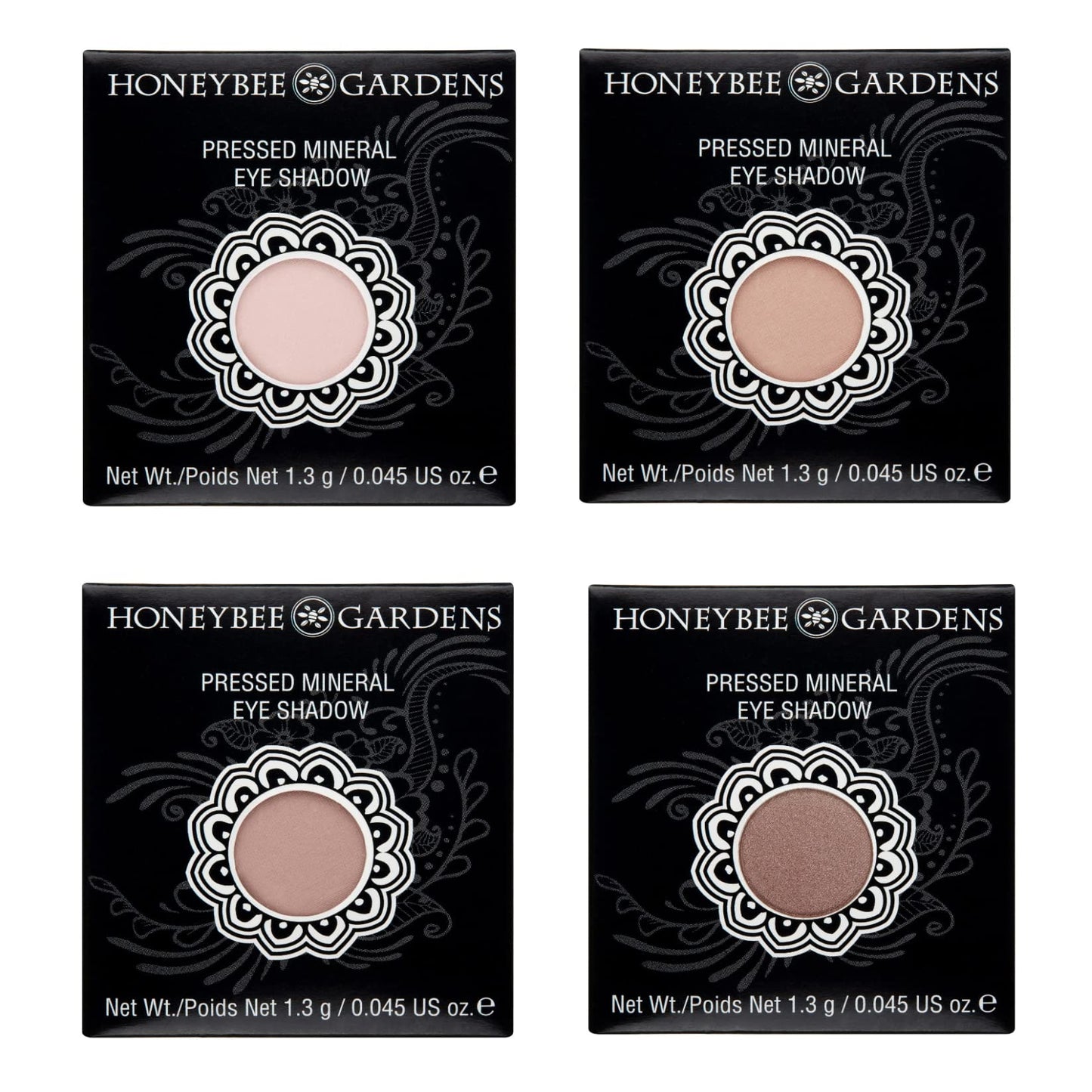 Honeybee Gardens 'Skinny Dip' Refill Pans, Pink, Beige, Nude Tones, Vegan, 4 Pack of 26mm Pans. COMPACT NOT INCLUDED Beauty & Personal Care Honeybee Gardens