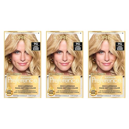 L’Oreal ParisSuperior Preference Rich Luminous Conditioning Colorant, Level 3 Permanent, Light Golden Blonde/Warmer 9G (Pack of 3) Beauty & Personal Care L'Oreal Paris