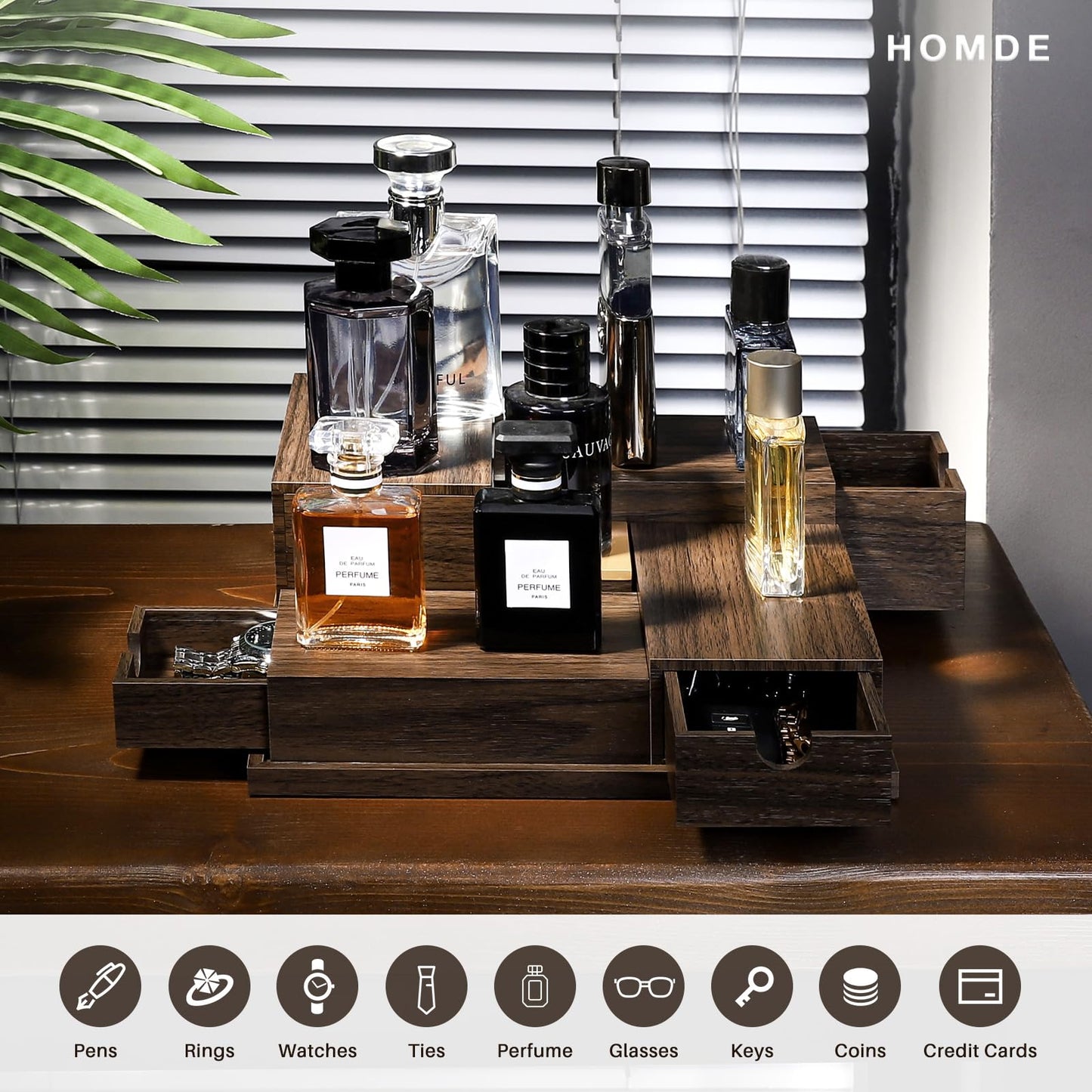 Homde Cologne Organizer - 4 Tier Perfume Display Tray with Hidden Drawers - Perfect for Men Essentials Accessories Beauty & Personal Care Homde