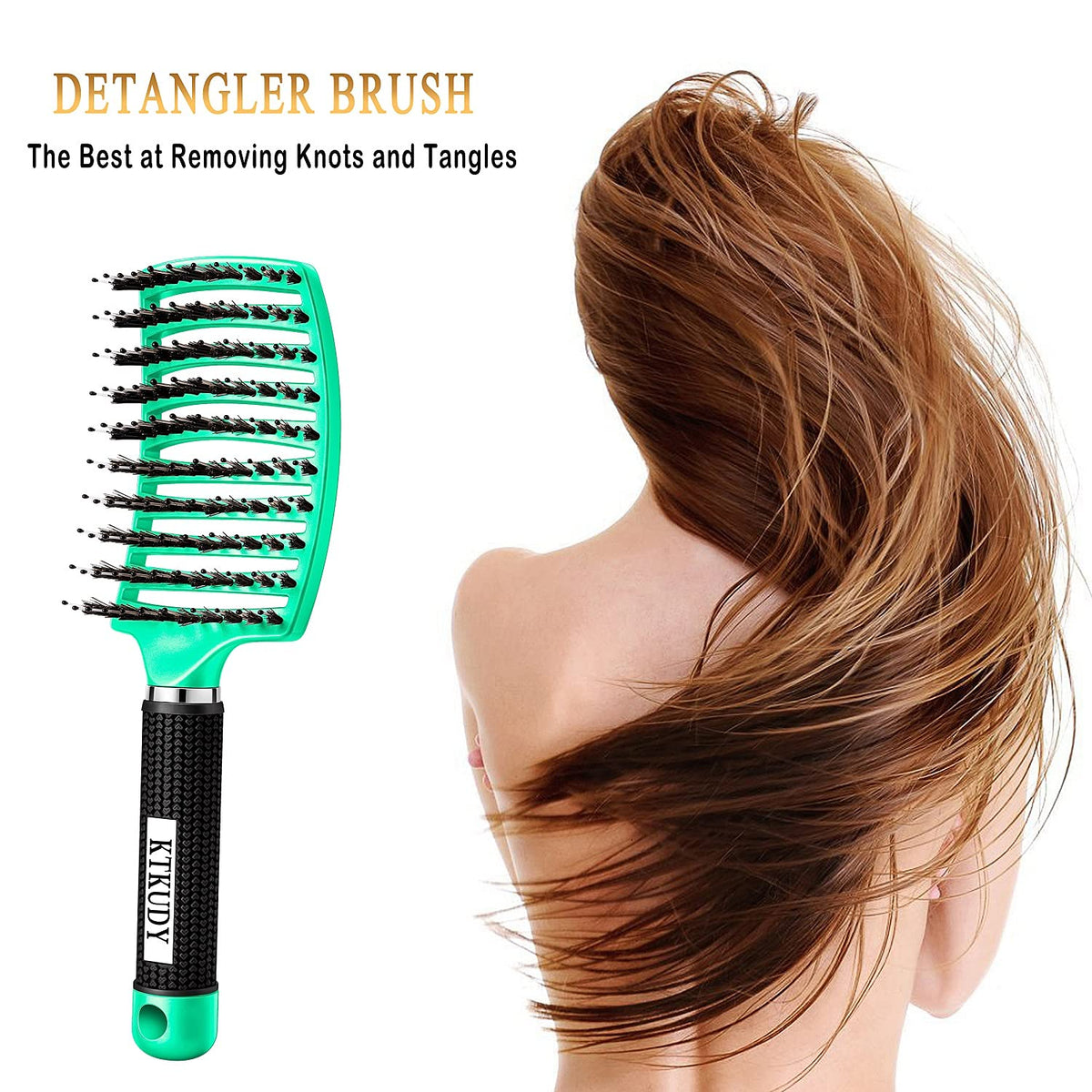 KTKUDY Detangling Brush Boar Bristles Hairbrush Make Hair Shiny & Healthier Curved and Vented Detangler Brush for Women Men Kids Wet & Dry Hair (Light Beauty & Personal Care KTKUDY