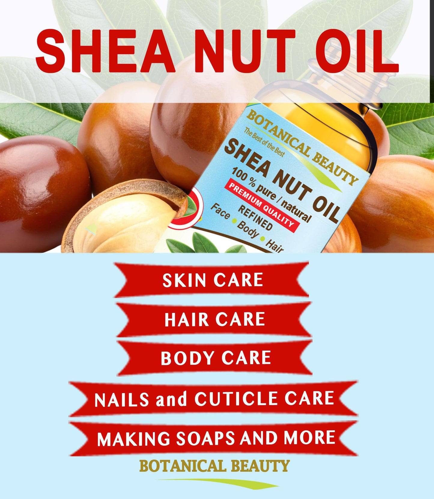 Botanical Beauty SHEA NUT OIL 100% Pure Natural Undiluted Refined Cold Pressed Carrier Oil for Face, Skin, Hair, Lip, Nails. (Karite) Nut Oil. Rich in Beauty & Personal Care Botanical Beauty