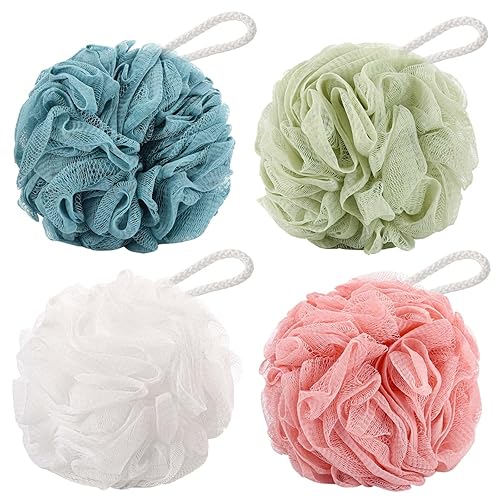 BTYMS 4 Pcs Loofah Sponge 60g/pc Mesh Pouf Bathing Sponges Bath Scrunchies Shower Puff Beauty & Personal Care BTYMS