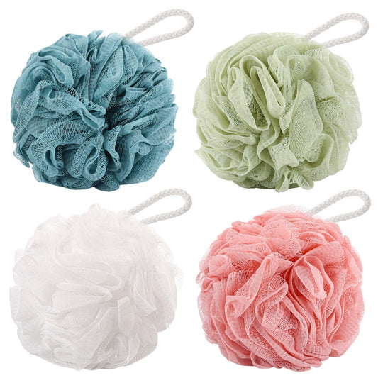 BTYMS 4 Pcs Loofah Sponge 60g/pc Mesh Pouf Bathing Sponges Bath Scrunchies Shower Puff Beauty & Personal Care BTYMS