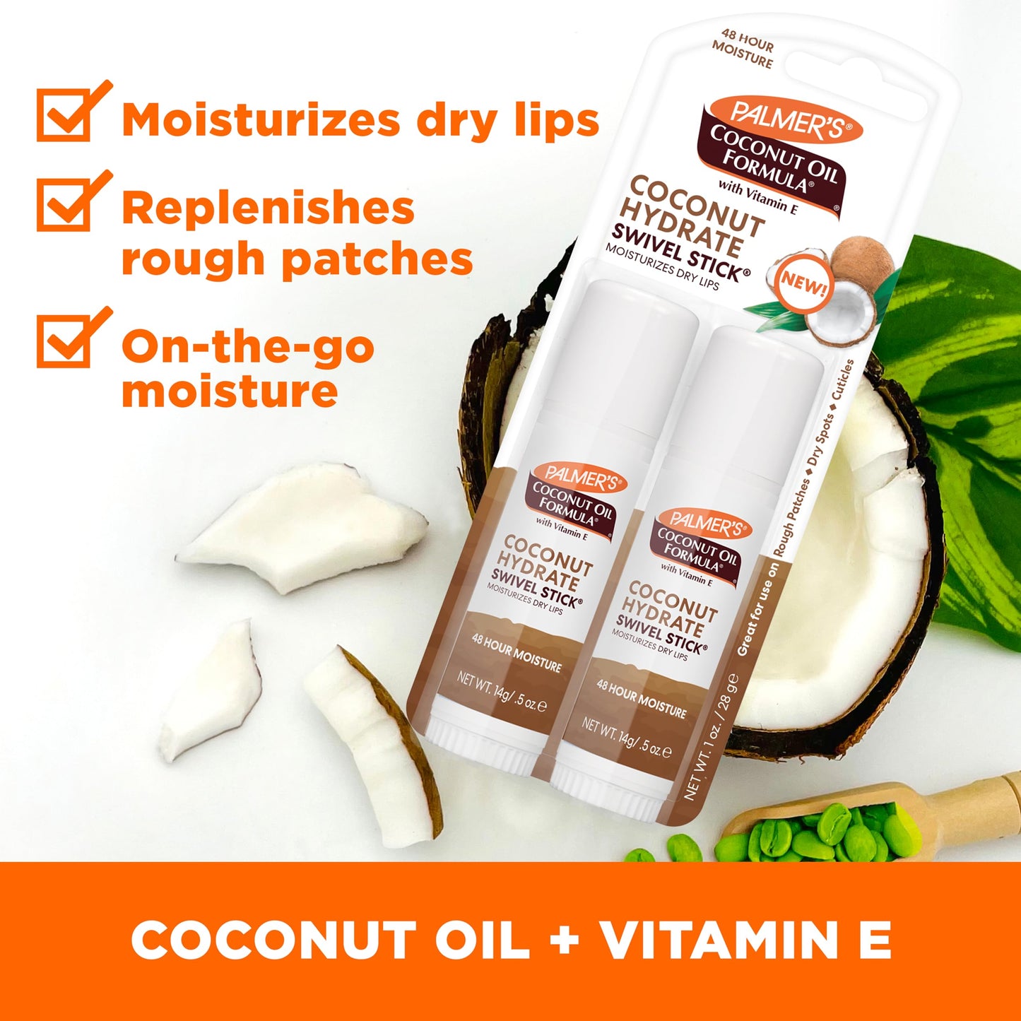 Palmer's Coconut Oil Formula Moisturizing Swivel Stick with Vitamin E, Lip Balm, Face & Body Moisturizer Stick, Ideal for Treating Dry Skin Patches Beauty & Personal Care Palmer's