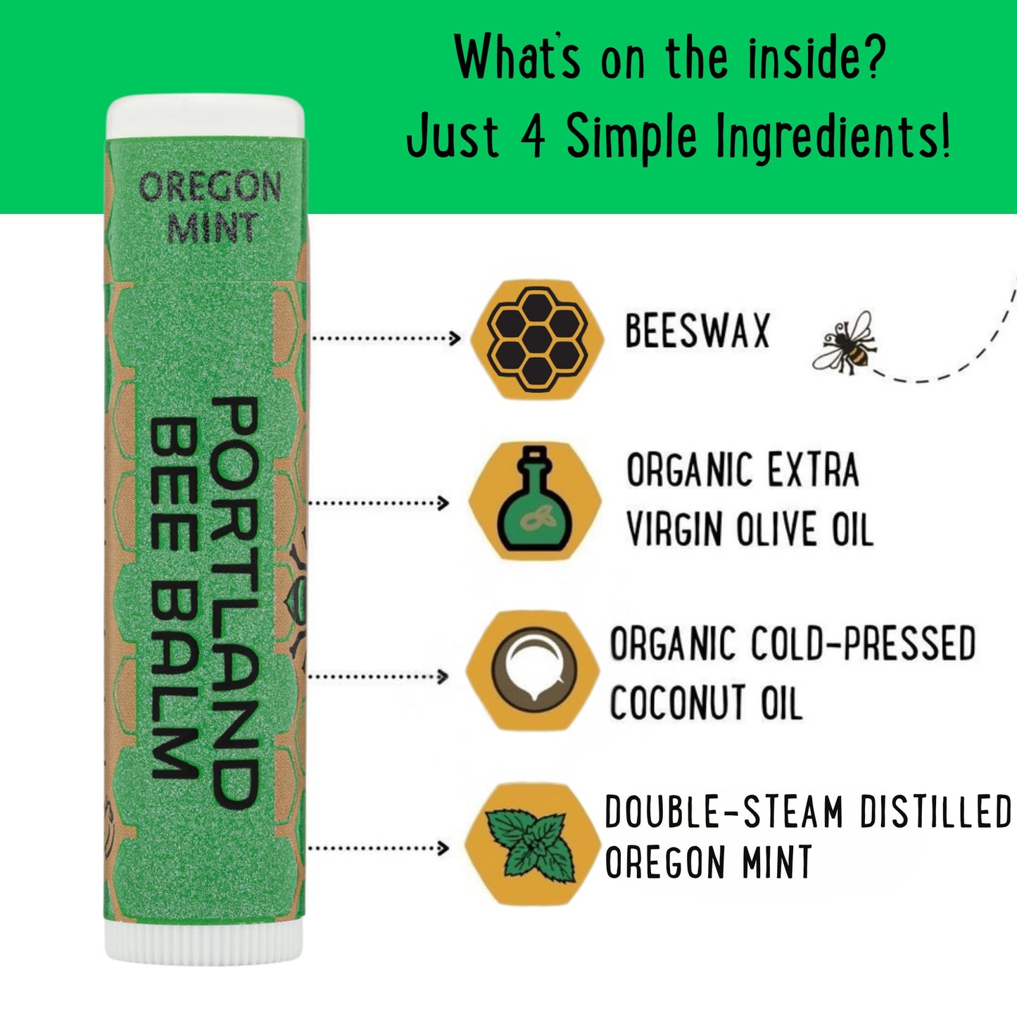 Portland Bee Balm All Natural Handmade Beeswax Based Lip Balm, Oregon Mint 3 Count Beauty & Personal Care Portland Bee Balm