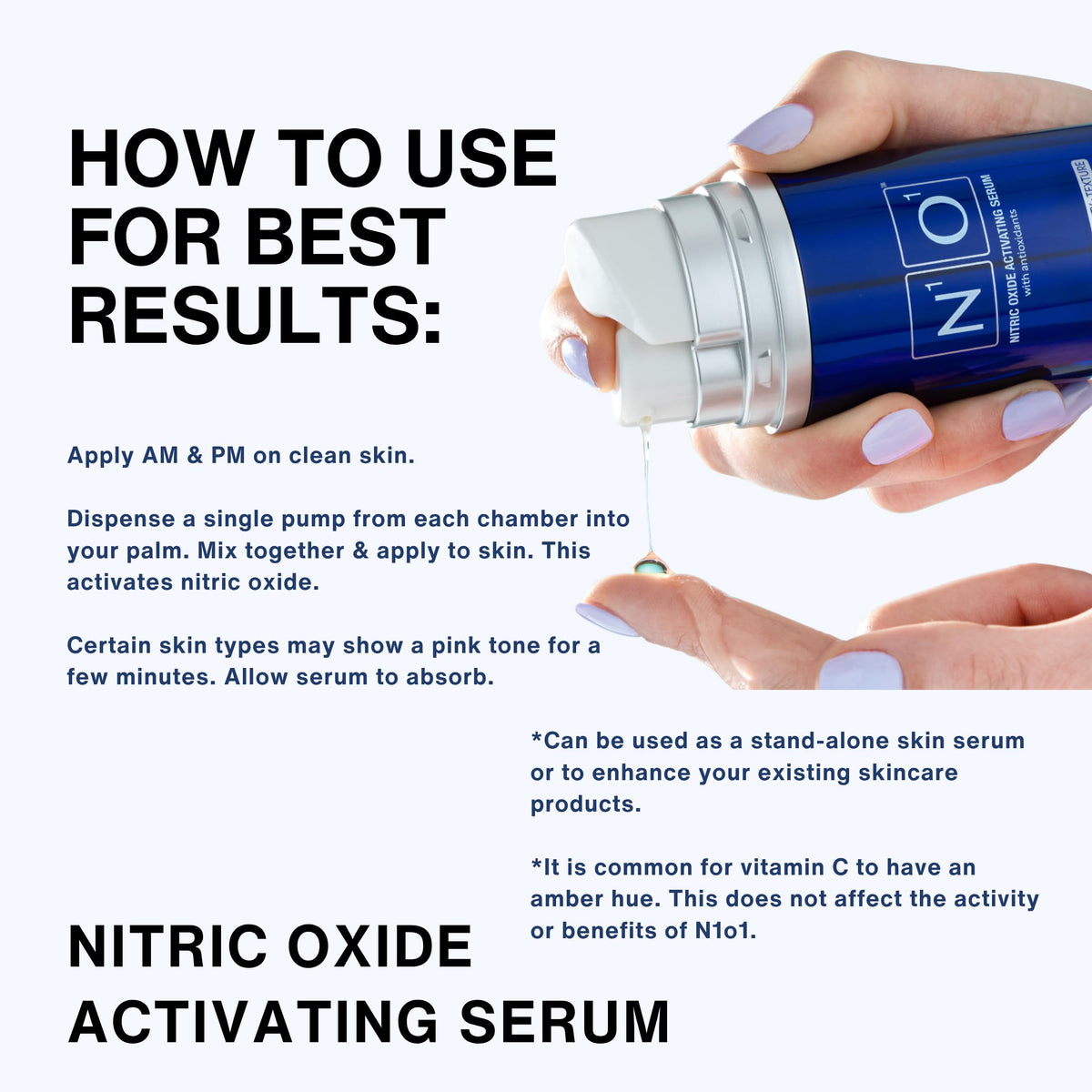 N1O1 Nitric Oxide Activating Anti-Aging Face Serum, 20% Vitamin C, 1 Fl Oz