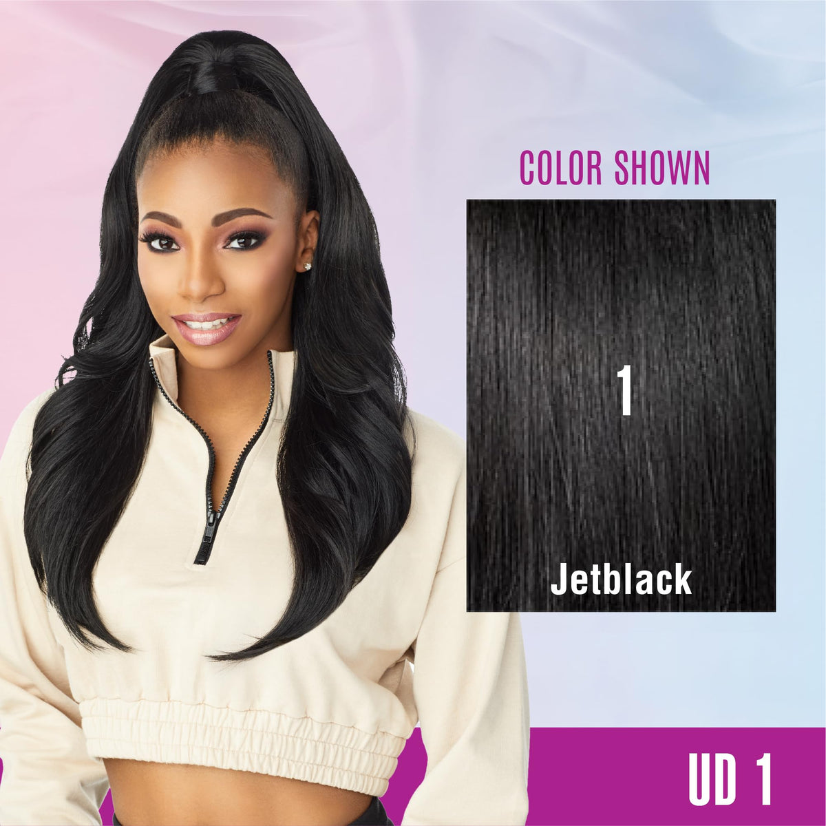 Sensationnel Instant Updown Halfwig Pony-Iud 1, 1 JETBLACK