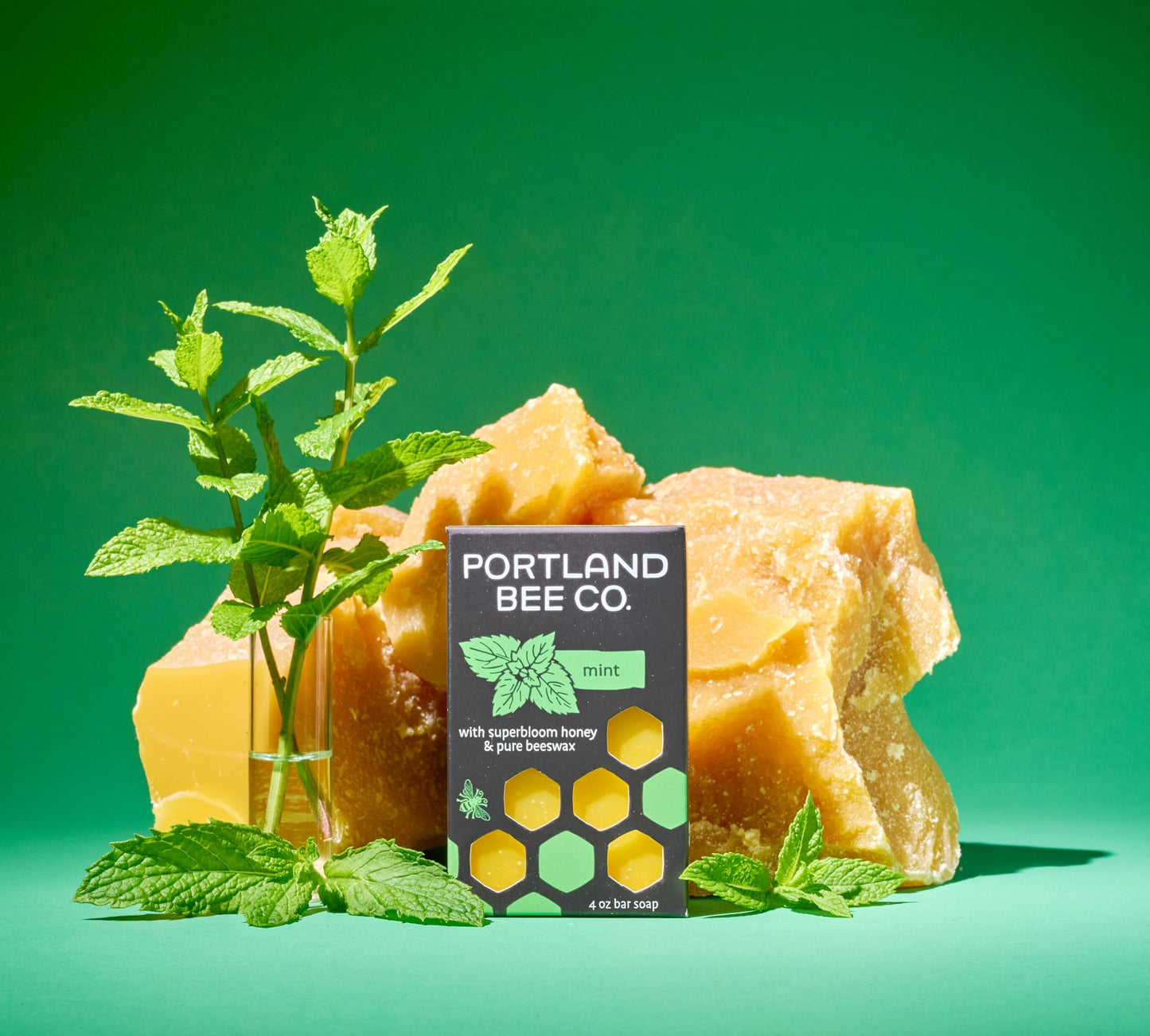Portland Bee Co. All Natural Beeswax and Super Bloom Honey Bar Soap - Mint Beauty & Personal Care Portland Bee Balm