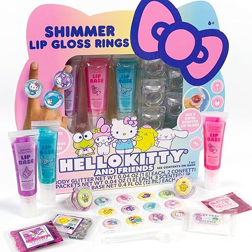 Horizon Group USA Sanrio Hello Kitty and Friends Shimmer Lip Gloss Making Kit, Makes 5 Hello Kitty Glitter Lip Gloss Rings, DIY Hello Kitty Lip Gloss Beauty & Personal Care Horizon Group USA
