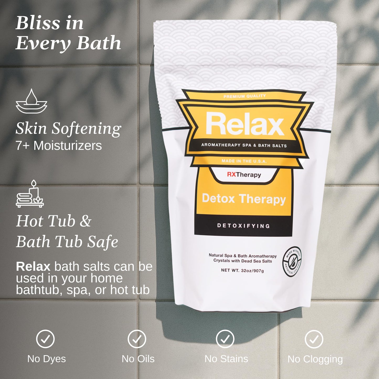 Relax Spa & Bath, Epsom & Dead Sea Salts, Aromatherapy Bath Salts for Hot Tub, Bath, or Spa, Infused with Magnesium, 32 oz Each, 7 Pack RX Therapy Beauty and Personal Care Relax Spa & Bath