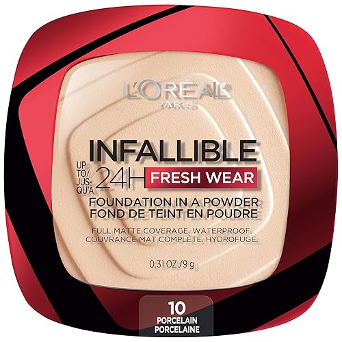 L'Oreal Paris Makeup Infallible Fresh Wear Foundation in a Powder, Up to 24H Wear, Waterproof, Porcelain, 0.31 oz. Beauty & Personal Care L'Oreal Paris