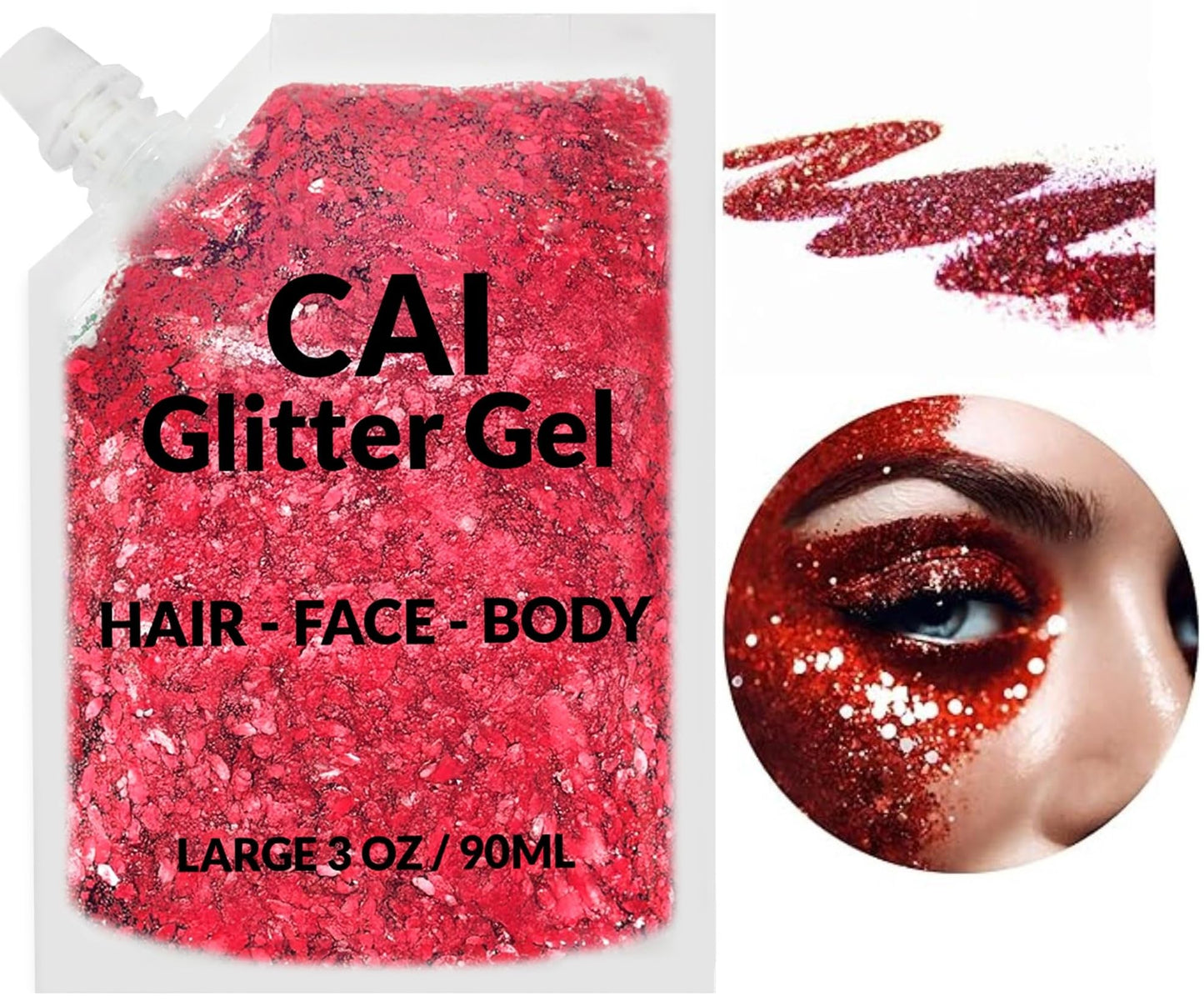 Face, Body & Hair Glitter Gel - Halloween Glitter for Kids and Women - 3 Oz Cosmetic-Grade Gel w/Moon & Stars for Festivals & Halloween Party, Easy Beauty & Personal Care CAI BEAUTY NYC