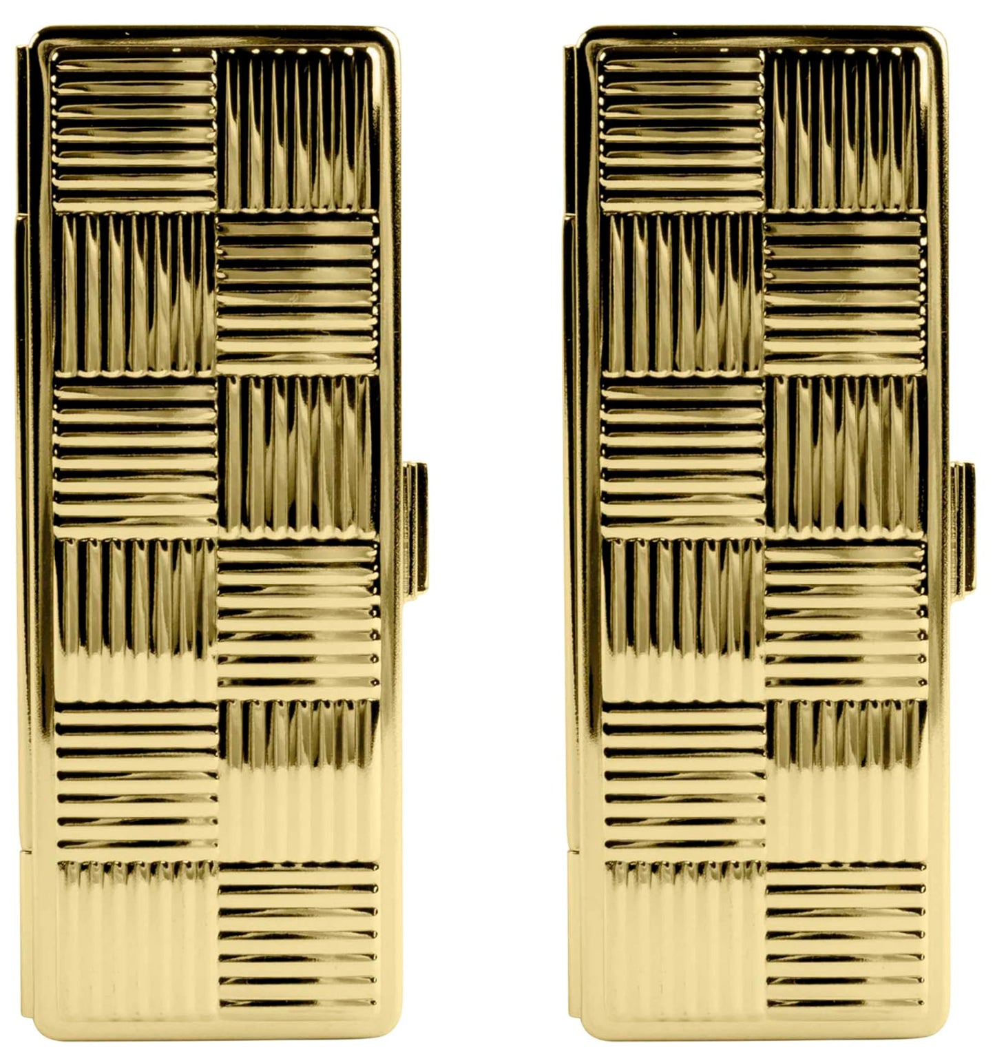 Stephanie Imports Set of 2 Rectangular Vintage Lipstick Cases With Glass Mirror (Gold Checker) Beauty & Personal Care Stephanie Imports