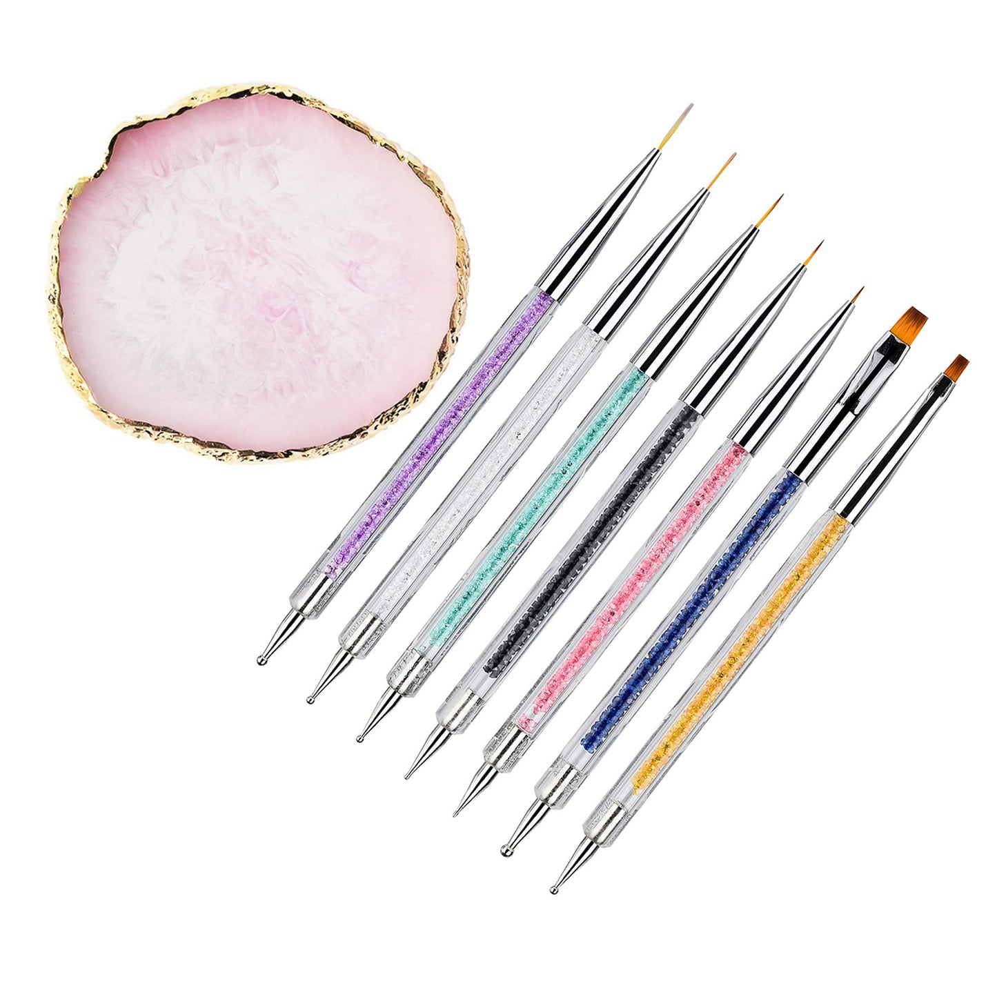 Mcduyant 8 Pieces Designs Brushes for Nail Art Resin Palette Gel Design Nail Art Dotting Tools Nail Gel Painting Brush Mixing Palette Nail Art Beauty & Personal Care Mcduyant