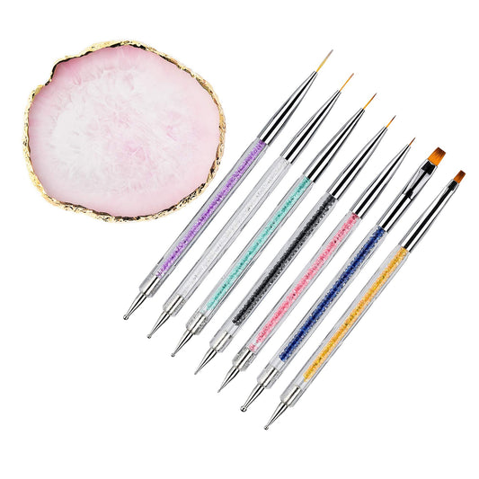 Mcduyant 8 Pieces Designs Brushes for Nail Art Resin Palette Gel Design Nail Art Dotting Tools Nail Gel Painting Brush Mixing Palette Nail Art Beauty & Personal Care Mcduyant