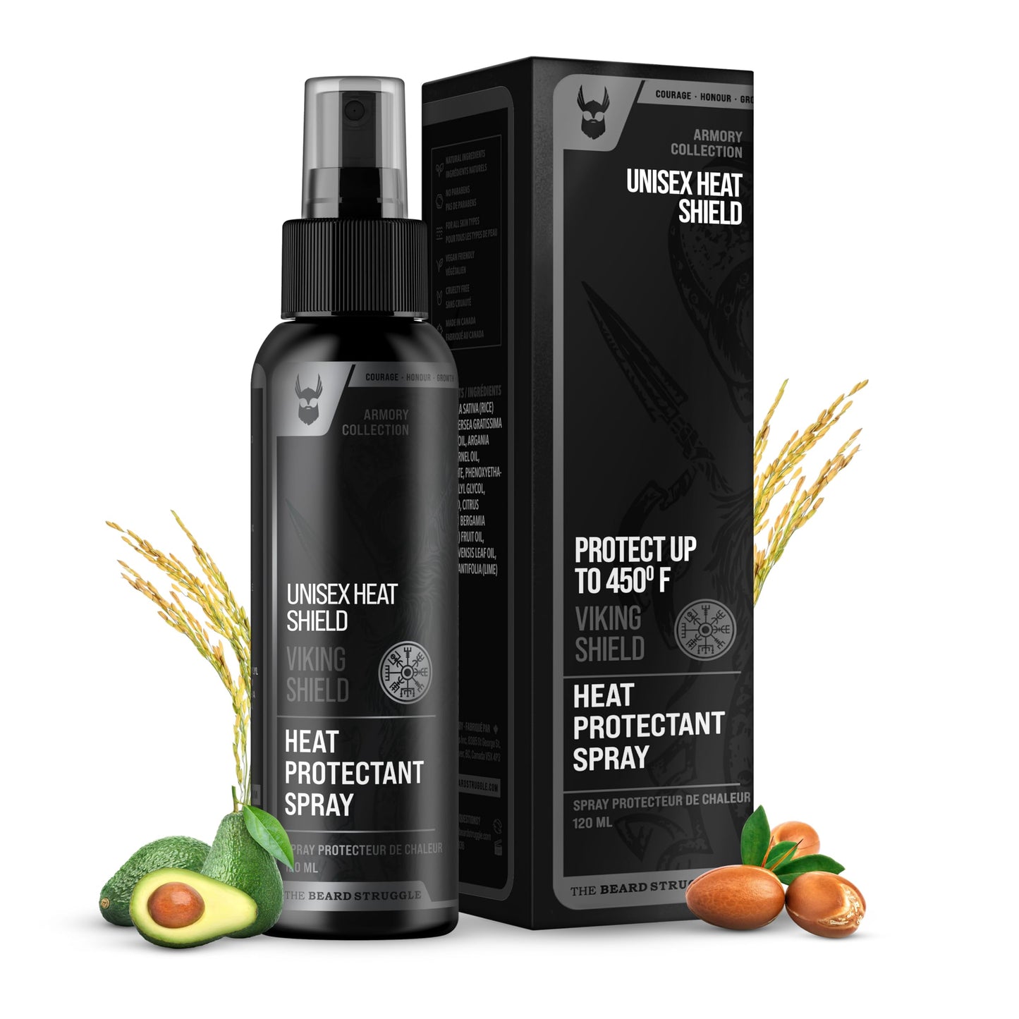 Beard & Hair Heat Protectant Spray - Viking Shield Beard Spray for Men, Protects Hair from Heat Damage of Straightener and Styling - Argan Oil Thermal Beauty & Personal Care The Beard Struggle