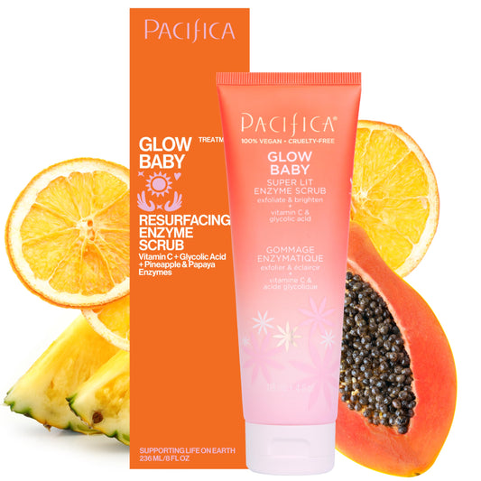 Pacifica Glow Baby Exfoliating Face Scrub, Brightening Enzyme Facial Cleanser w/Vitamin C & Glycolic Acid for Radiant Smooth Skin, Unclogs Pores Beauty & Personal Care Pacifica