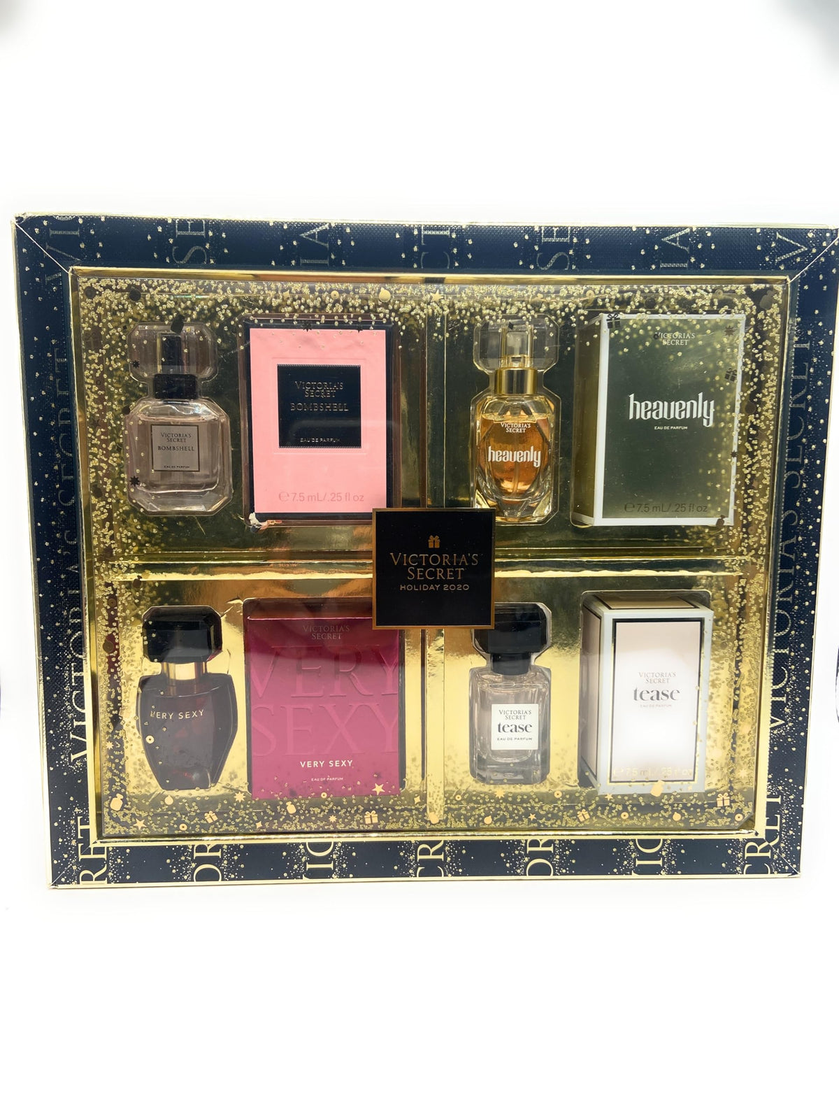 Victoria's Secret 4 Pcs Eau De Parfum Mini Gift Set, Includes Bombshell, Heavenly, Tease, Very Sexy For Women 0.25 Ounces Each.