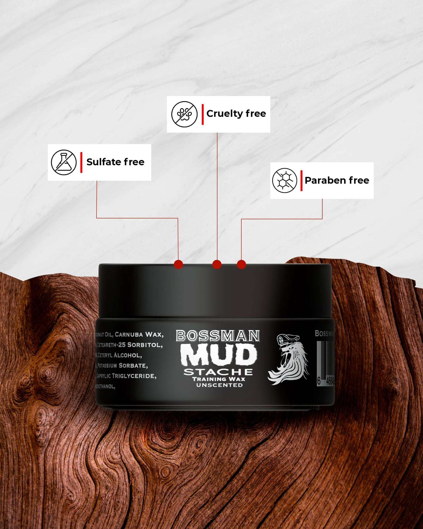 Bossman MUDstache Unscented Mustache Wax for Men (2 oz) - 2 Pack - Strong 24-Hour Hold, Non-Tacky & Easy to Apply for Taming & Styling Beauty & Personal Care Bossman
