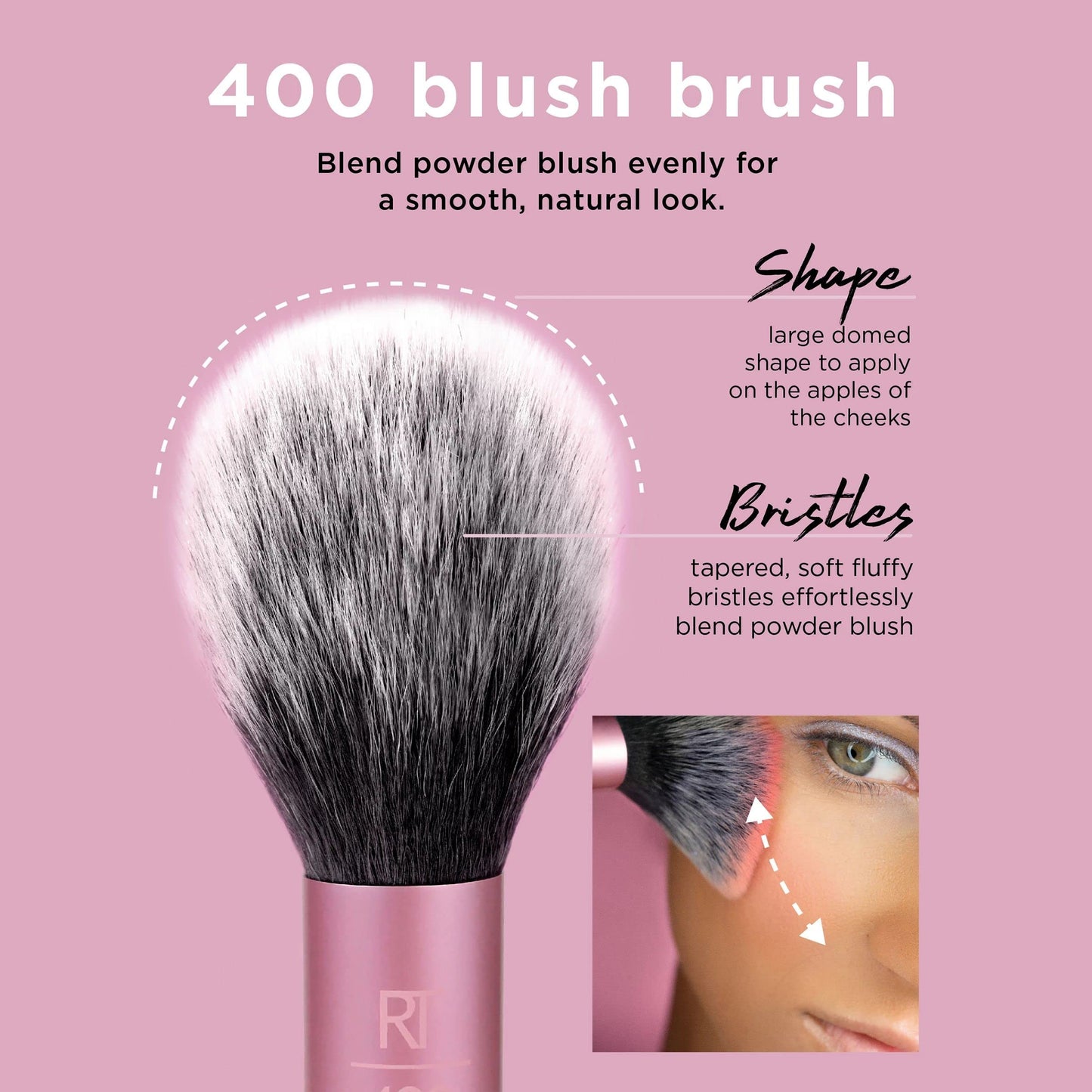 Real Techniques Ultra Plush Blush Makeup Brush, For Loose, Cream, or Pressed Blush, Rosy Glow Cheeks, Fluffy Powder Brush, Aluminum Ferrules Beauty & Personal Care Real Techniques