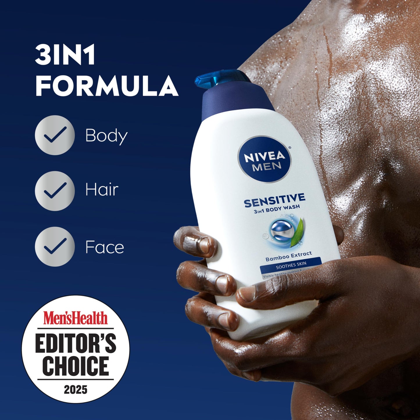 NIVEA MEN Sensitive Body Wash with Bamboo Extract, Moisturizing Body Wash for Sensitive Skin, Soap Free Shower Gel for Men with No Drying Alcohol, 30 Beauty & Personal Care NIVEA MEN