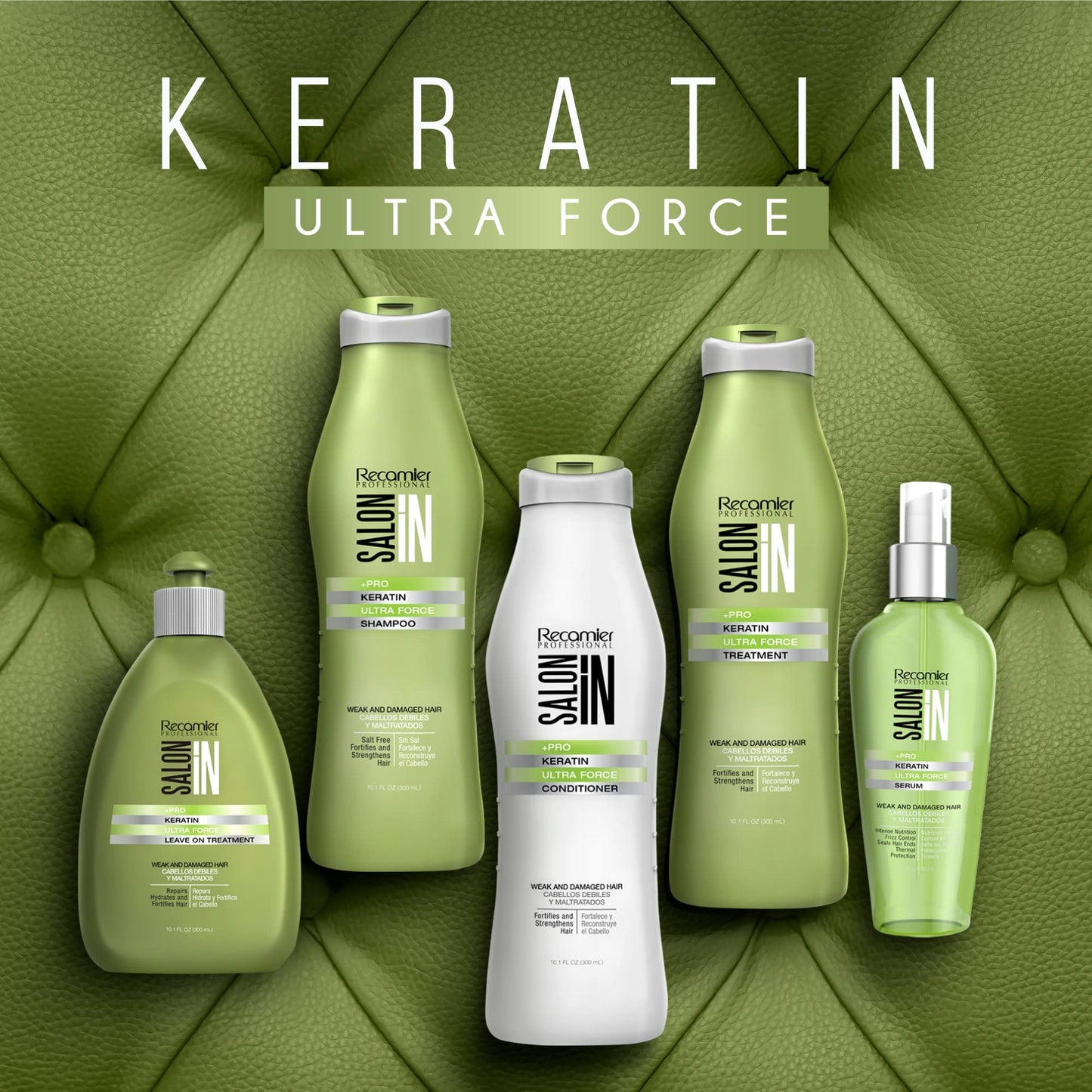 Salon In by Recamier | Keratin Ultra Force Set - Hair Shampoo, Conditioner and Treatment | Repair & Strength | 10.1 fl oz / 300 ml Beauty & Personal Care RECAMIER PROFESSIONAL SALON IN