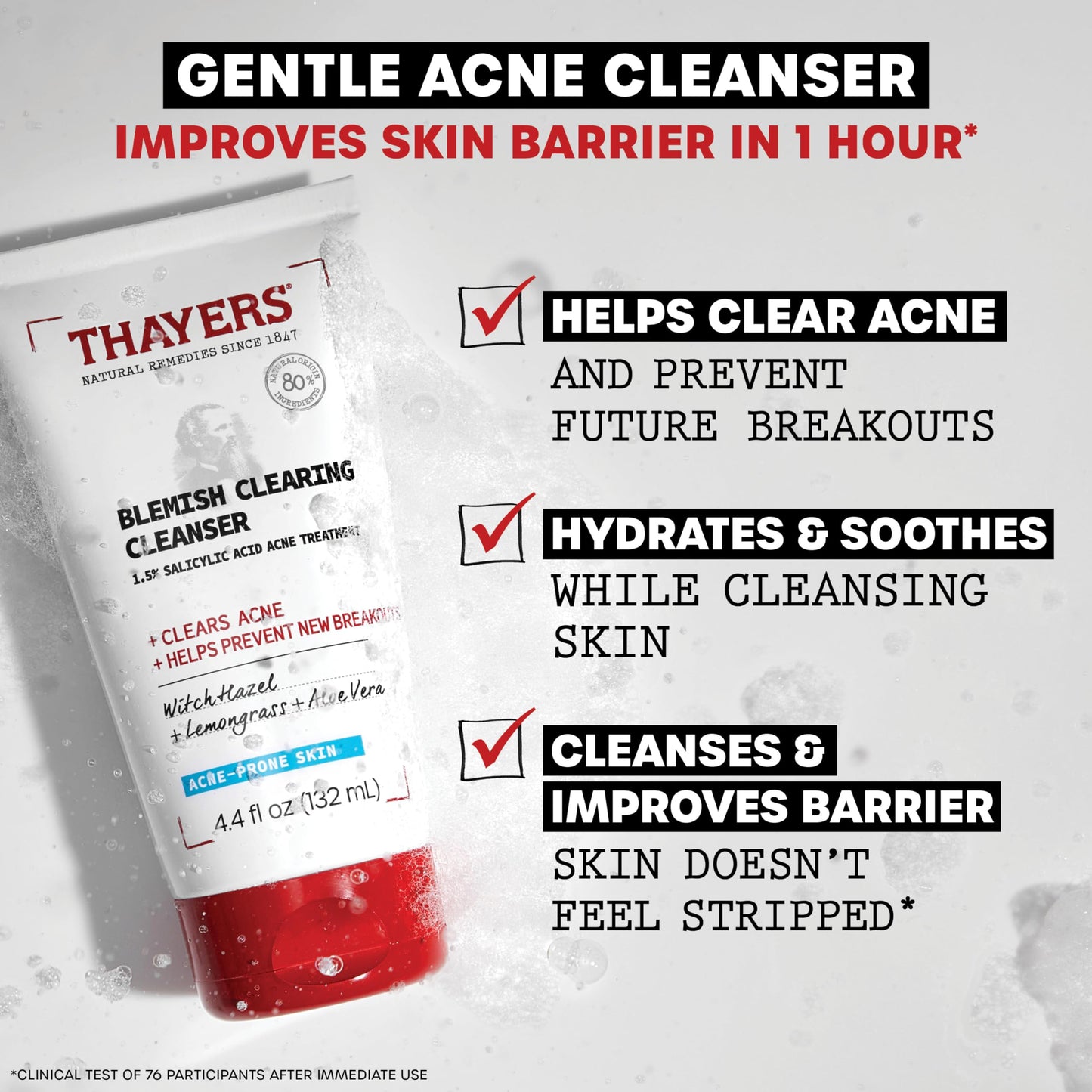 THAYERS Blemish Clearing Face Cleanser with 1.5% Salicylic Acid, Acne Treatment Face Wash, Soothing and Non-Stripping Skin Care, 4.4 Fl Oz Beauty & Personal Care THAYERS