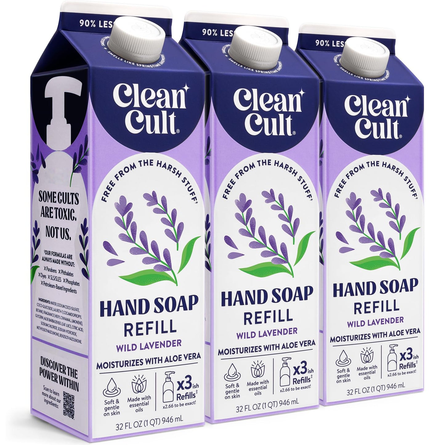 Cleancult Liquid Hand Soap Refills - Wild Lavender - Moisturizes Dry & Sensitive Skin -Made with Aloe Vera & Lavender Essential Oils - Eco Friendly Beauty & Personal Care Cleancult