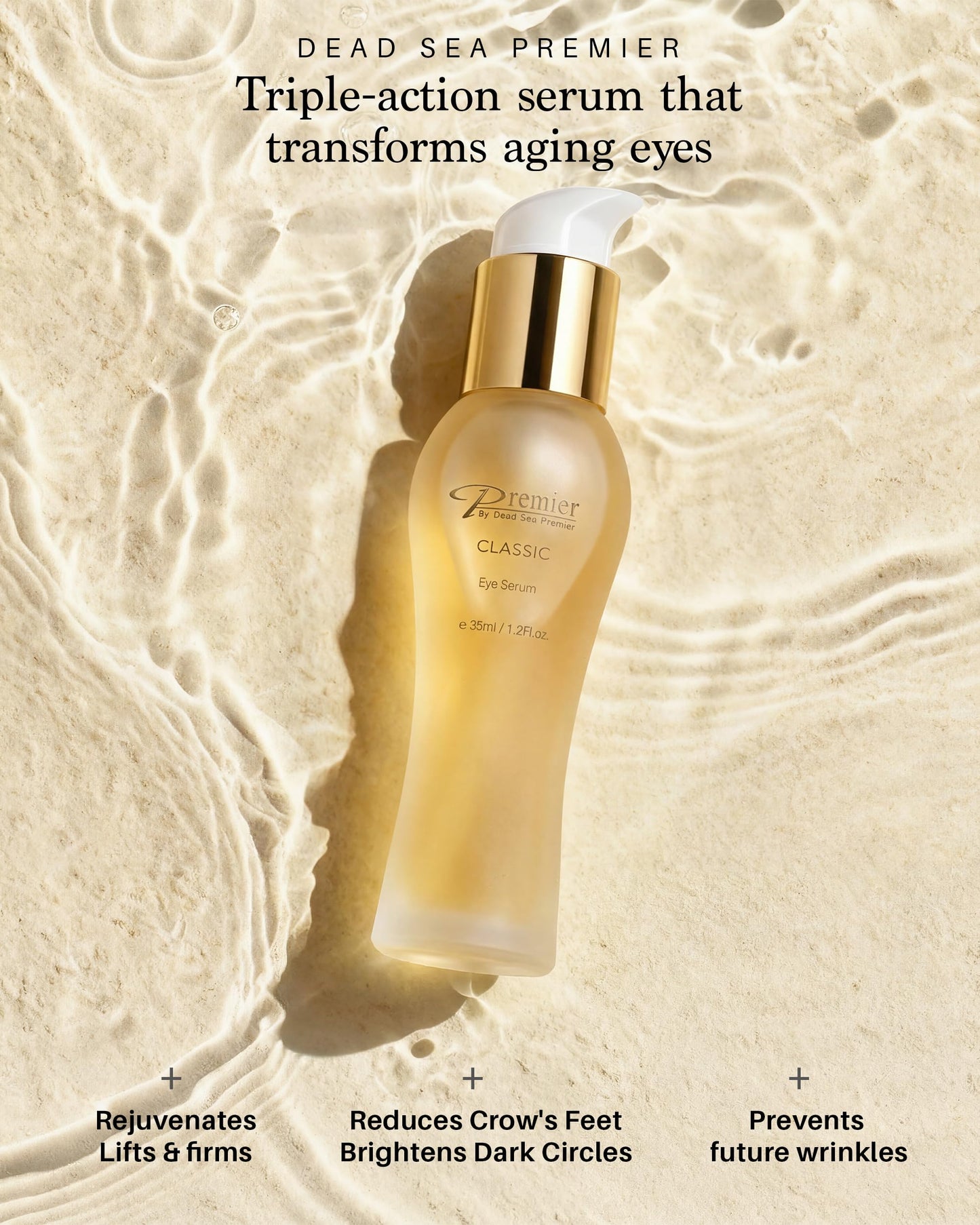 Premier Dead Sea Classic Eye Serum, Hypoallergenic, Age defying, Helps minimize wrinkles, Dark circles, Sagging skin, Reduce bags, with vitamins A & E Beauty & Personal Care Premier