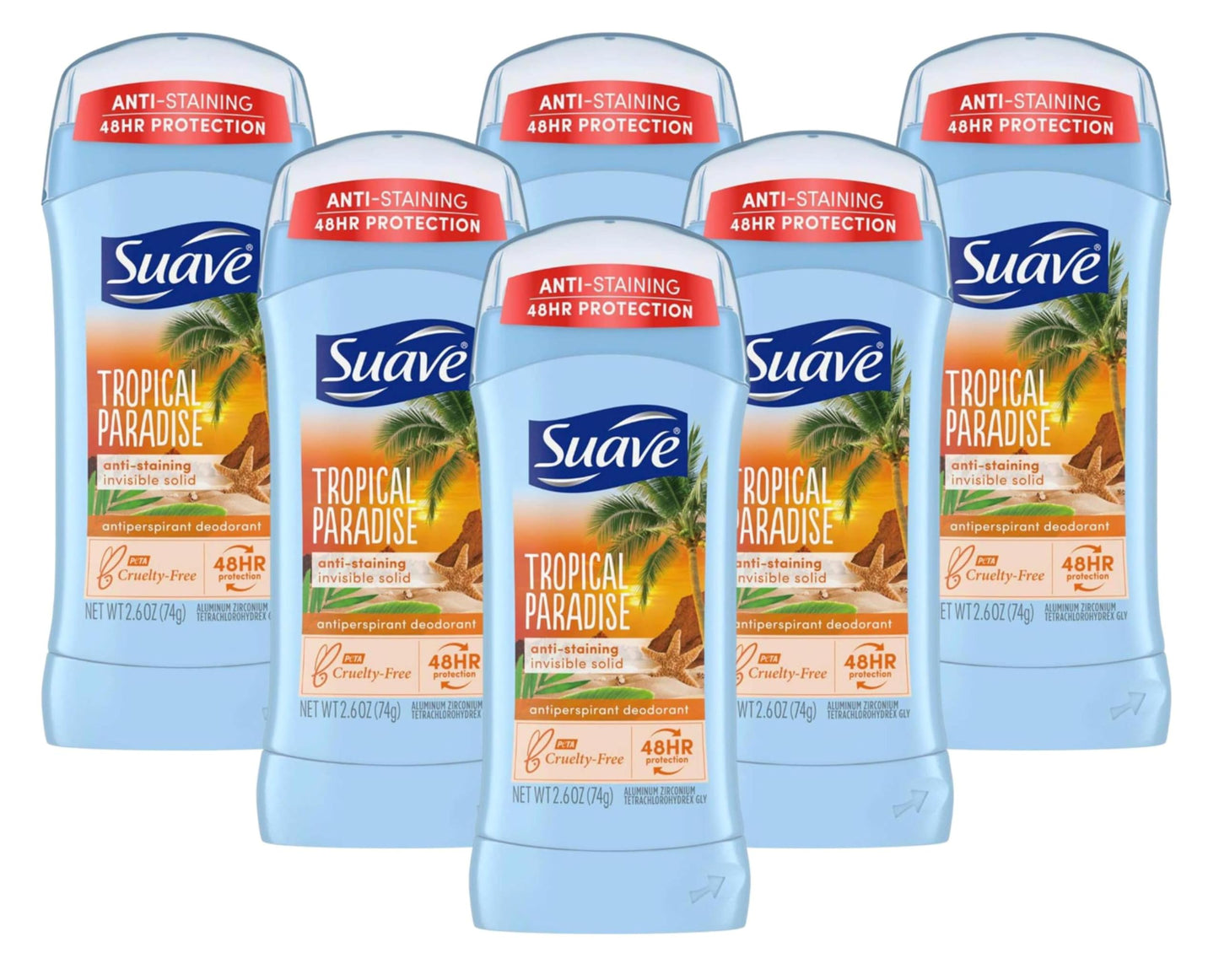 Suave Deodorant 2.6 Ounce 24Hr Tropic Paradise Invis. Solid (76ml) (6 Pack) Beauty and Personal Care Suave