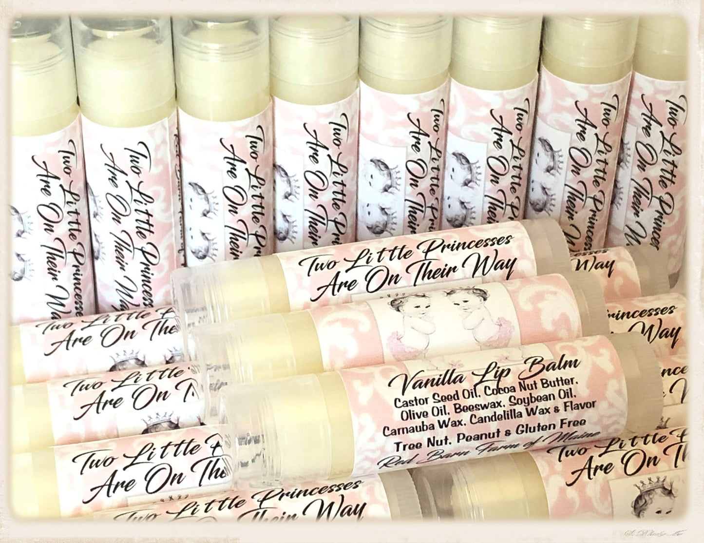 20 TWIN GIRL Lip Balm Baby Shower Party Favors Beauty and Personal Care Red Barn Farm of Maine